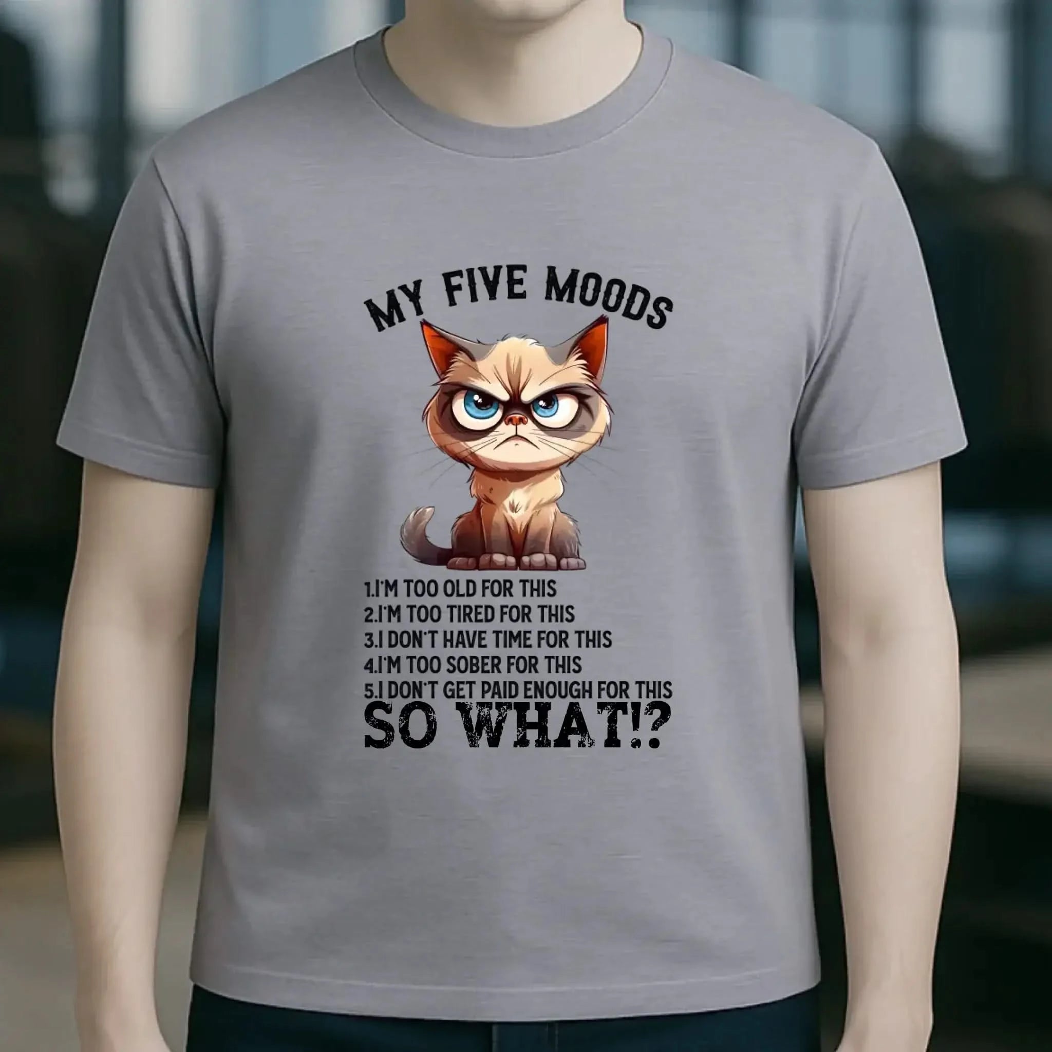 5 MOODS • Katze • Unisex Premium T-Shirt XS-5XL aus Bio-Baumwolle für Damen & Herren • Exklusivdesign • personalisiert