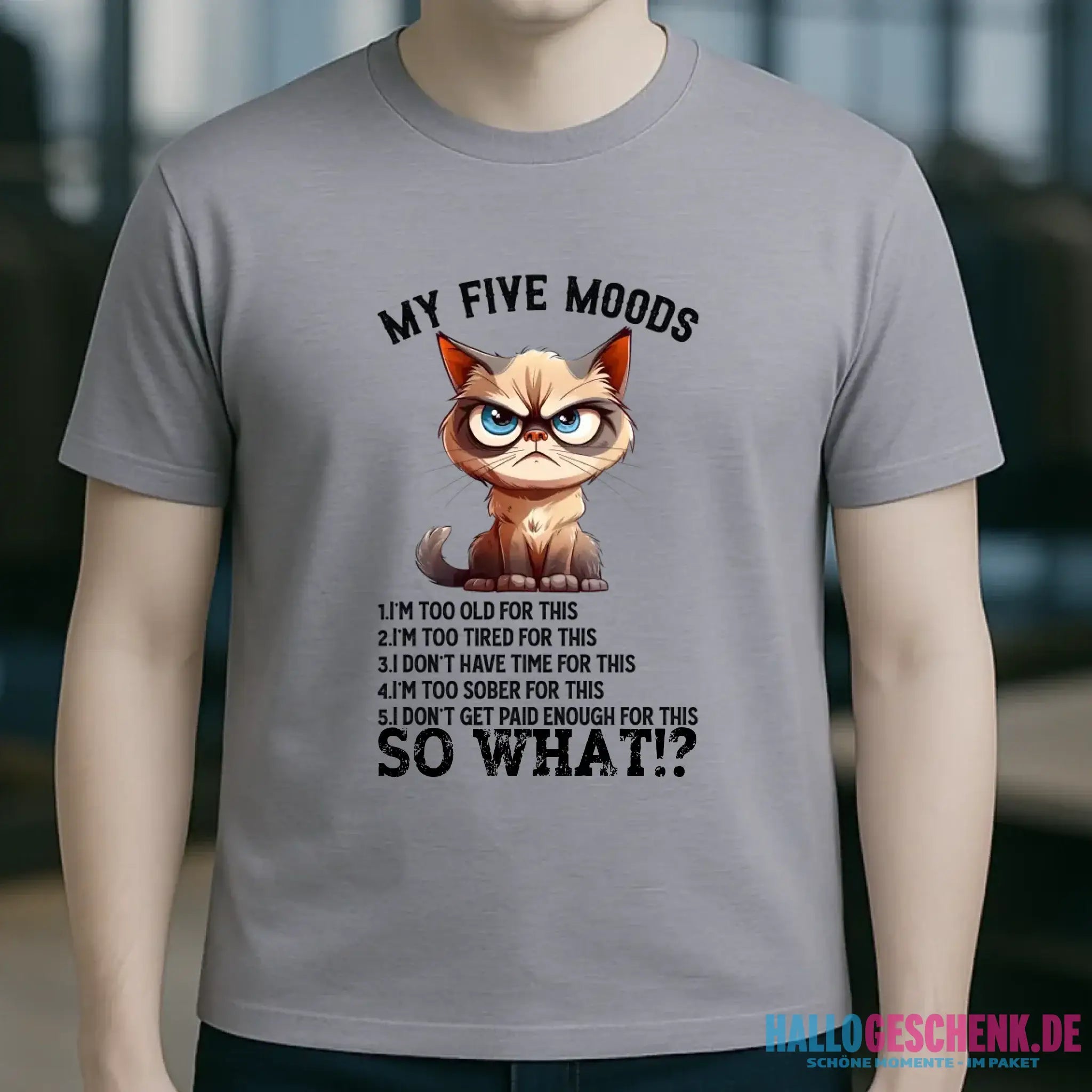 5 MOODS • Katze • Unisex Premium T-Shirt XS-5XL aus Bio-Baumwolle für Damen & Herren • Exklusivdesign • personalisiert