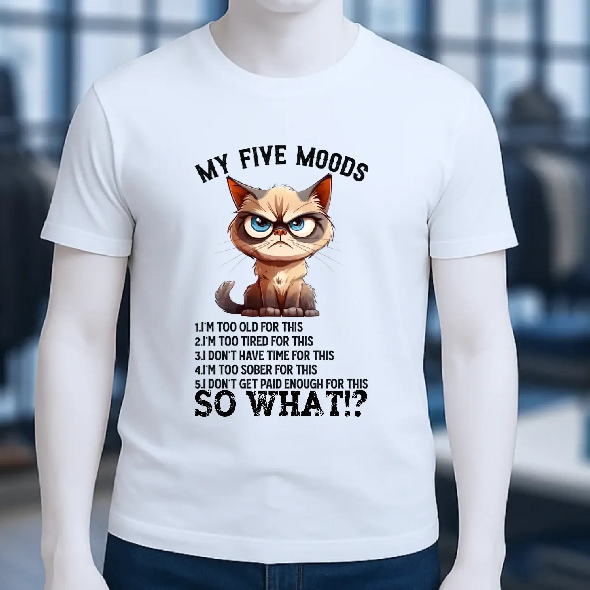 5 MOODS • Katze • Unisex Premium T-Shirt XS-5XL aus Bio-Baumwolle für Damen & Herren • Exklusivdesign • personalisiert