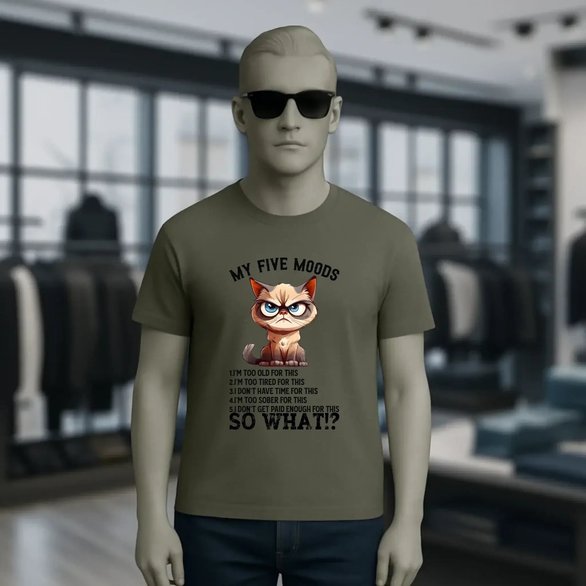 5 MOODS • Katze • Unisex Premium T-Shirt XS-5XL aus Bio-Baumwolle für Damen & Herren • Exklusivdesign • personalisiert