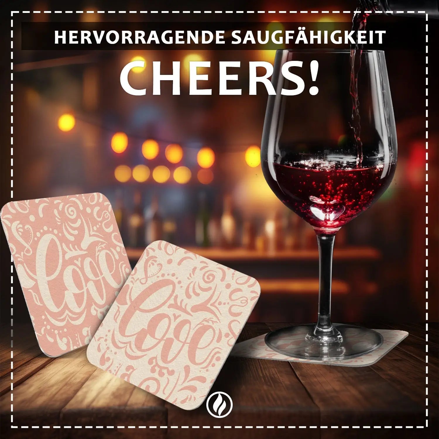 50 Bierdeckel Love Hochzeit Pastellrosa