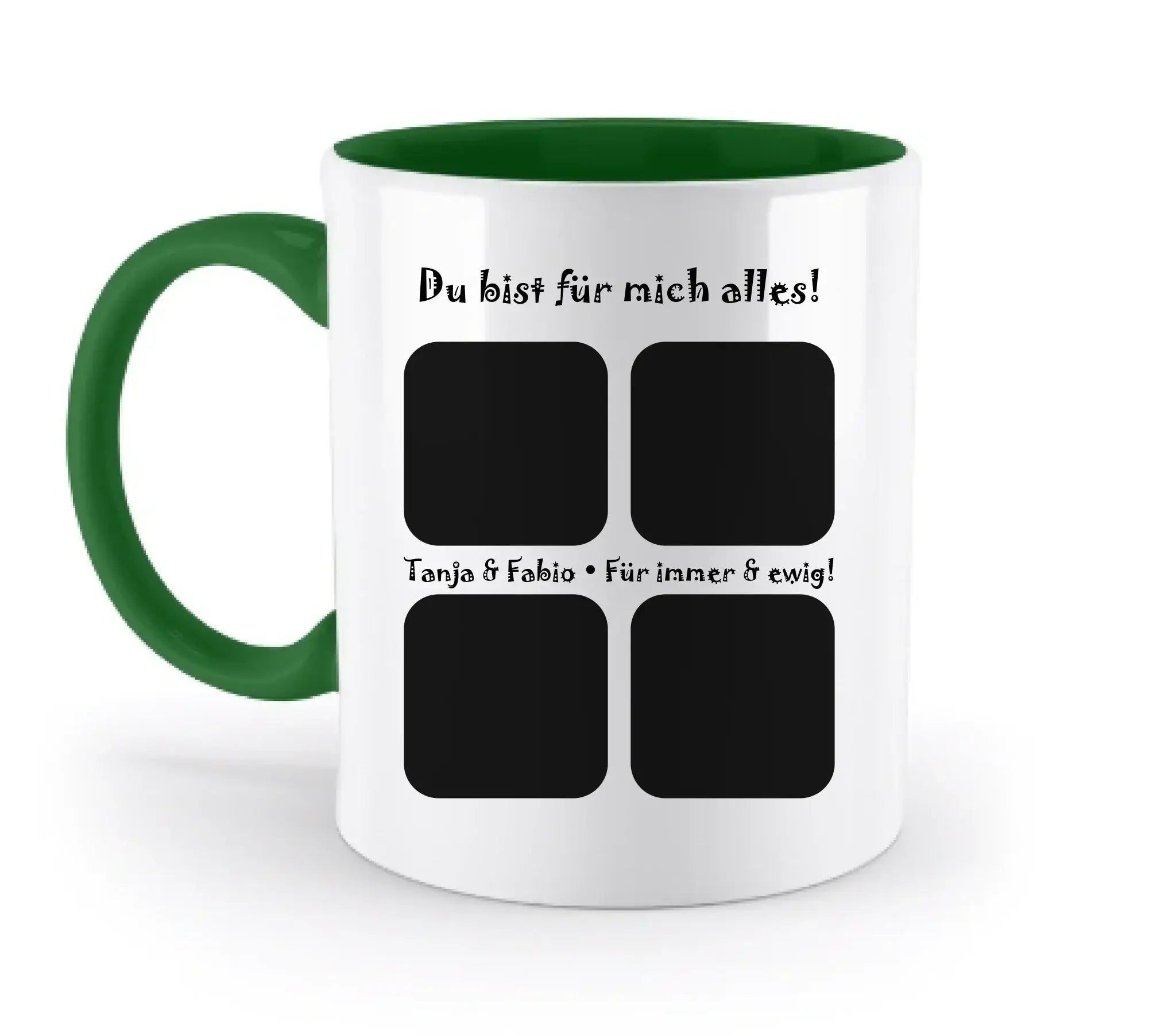 4er-Collage • mehrere Artikel • ’Statement-Collection’ • Wunschtext • Mein Fotomotiv - Tassen / Irish-Green / 330ml