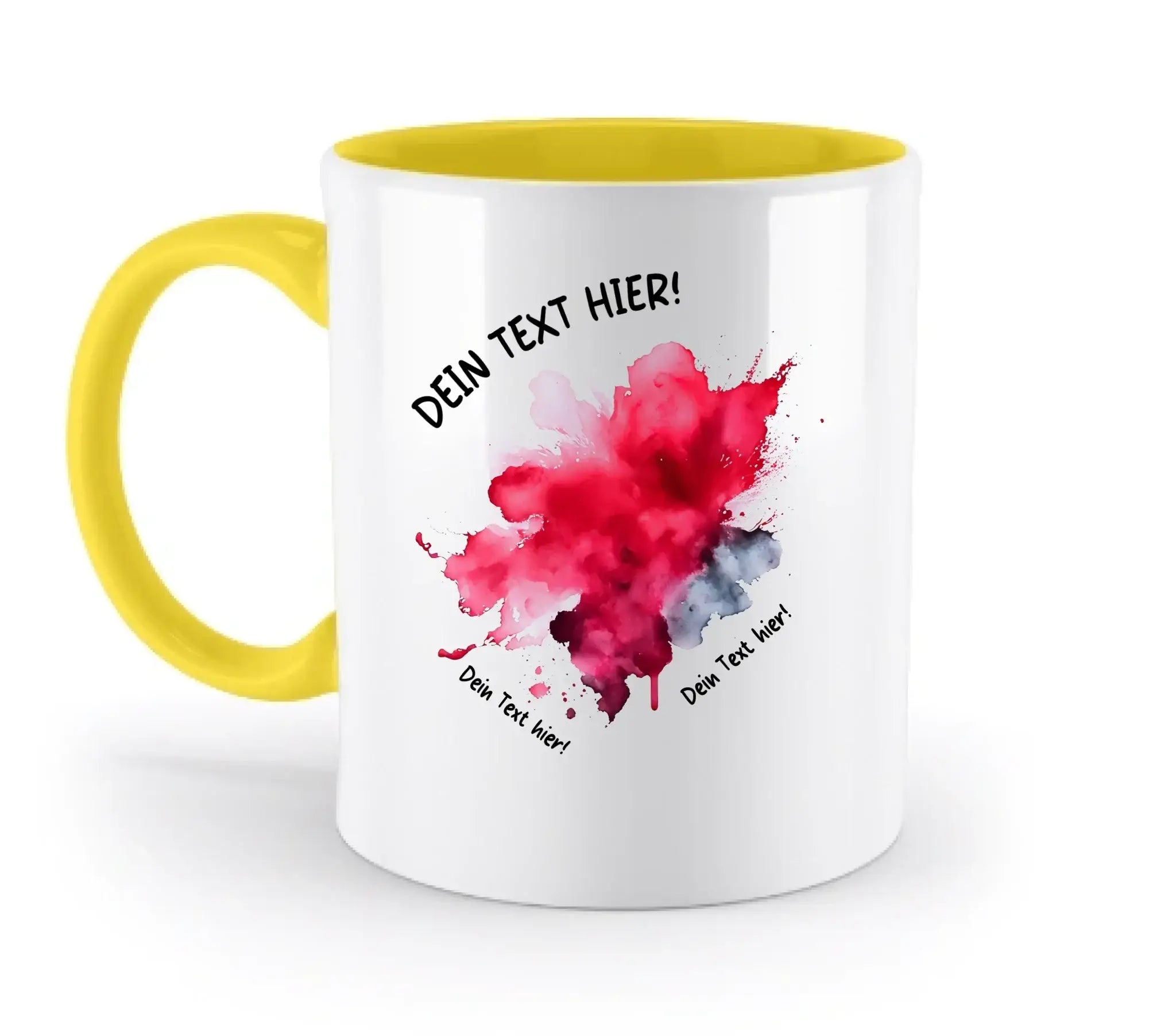 Art-Klecks • mehrere Artikel • ’Statement-Collection’ • Wunschtext • Mein Fotomotiv - Tassen / Yellow / 330ml