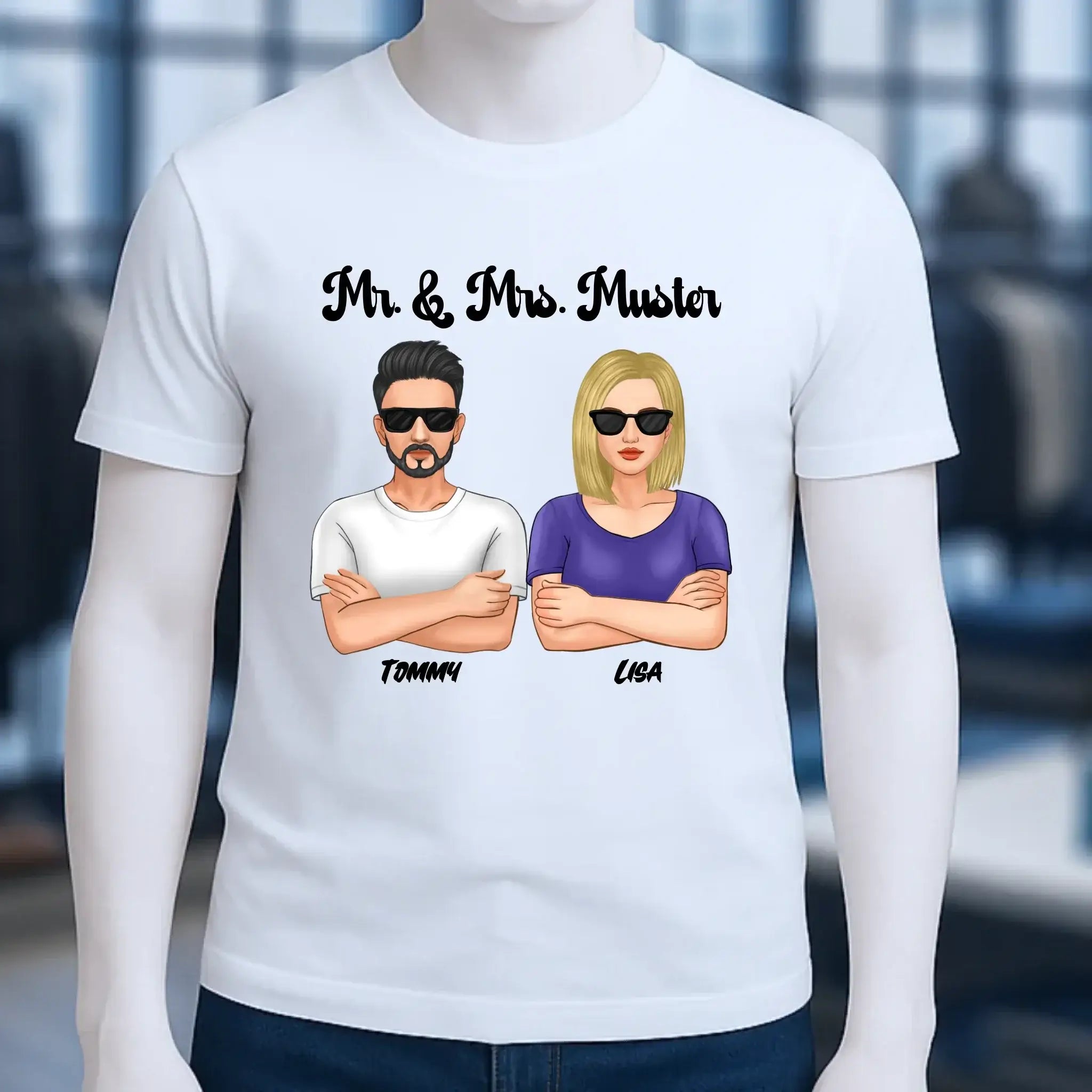 5in1: Cool Couple personalisierbar - Unisex Premium T-Shirt XS-5XL aus Bio-Baumwolle für Damen & Herren