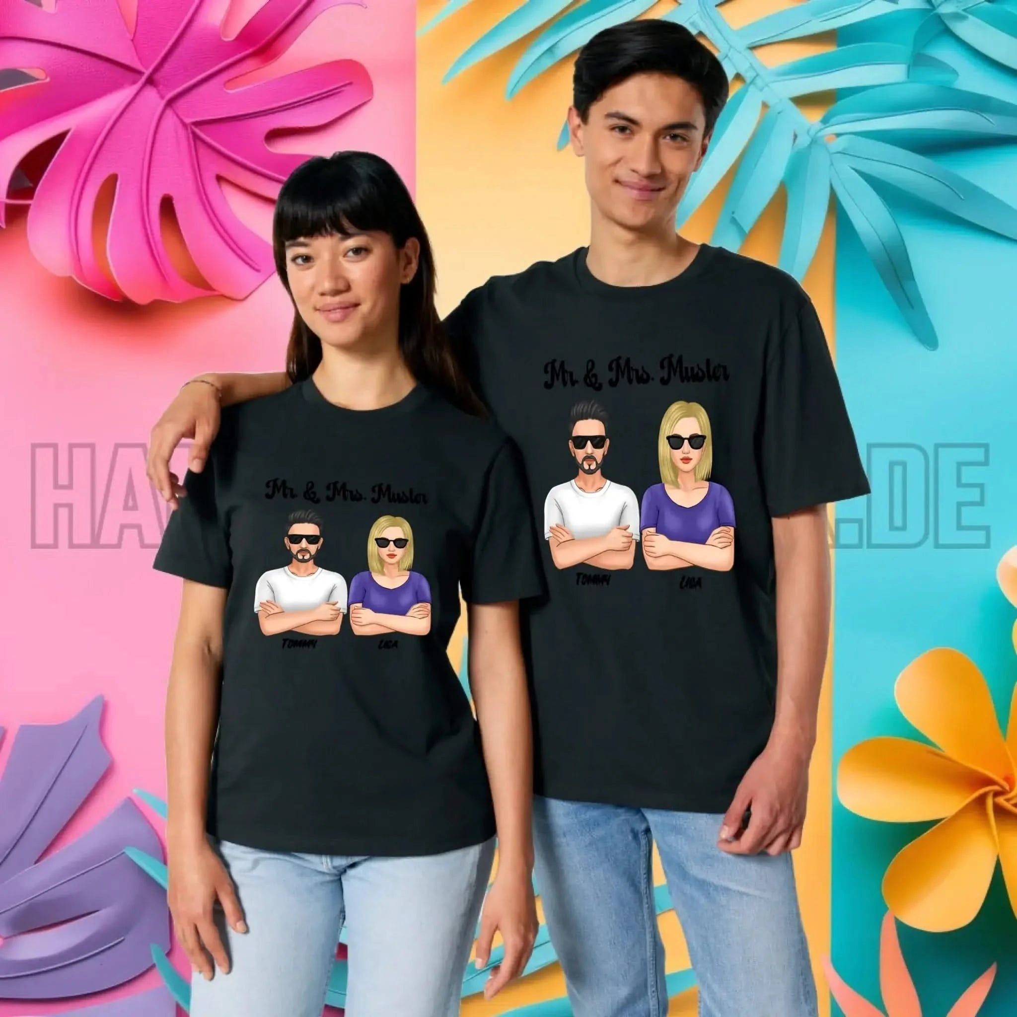 5in1: Cool Couple personalisierbar - Unisex Premium T-Shirt XS-5XL aus Bio-Baumwolle für Damen & Herren