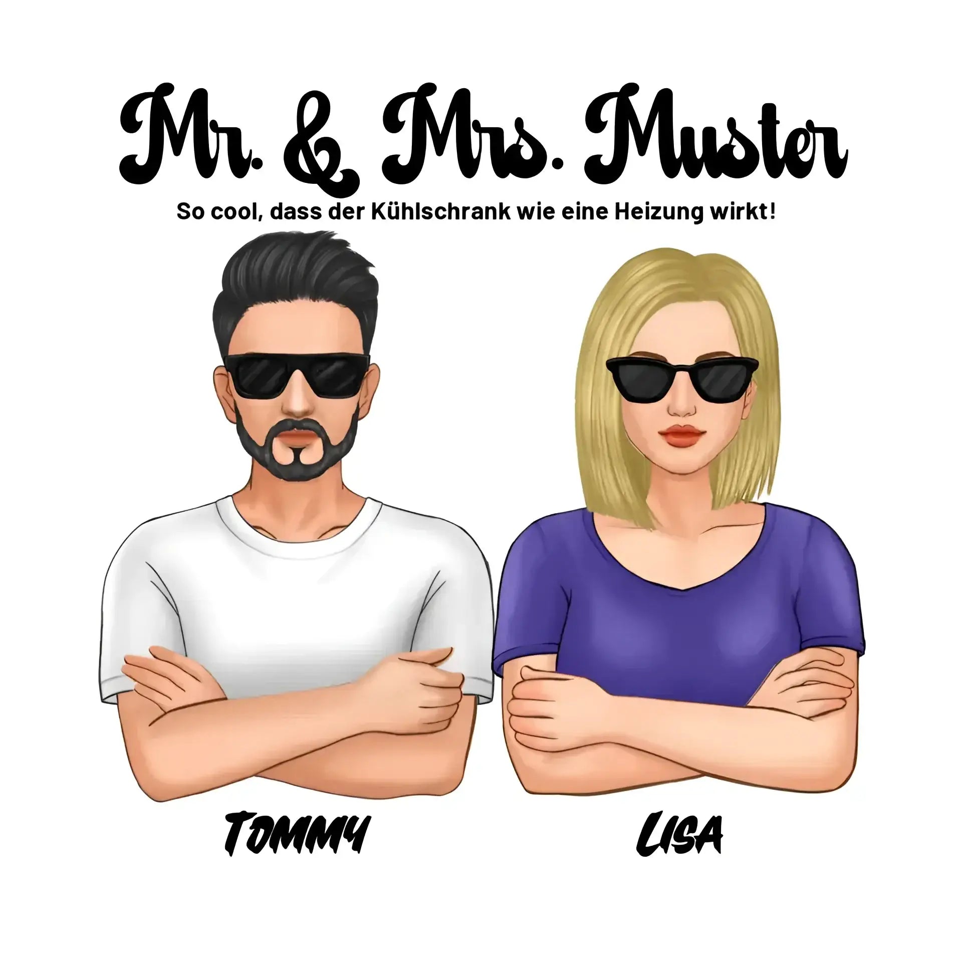 5in1: Cool Couple - STICKER 20x20 cm (Aufkleber) - White / OneSize / ausgestanzter Sticker 20x20 cm (Aufkleber)