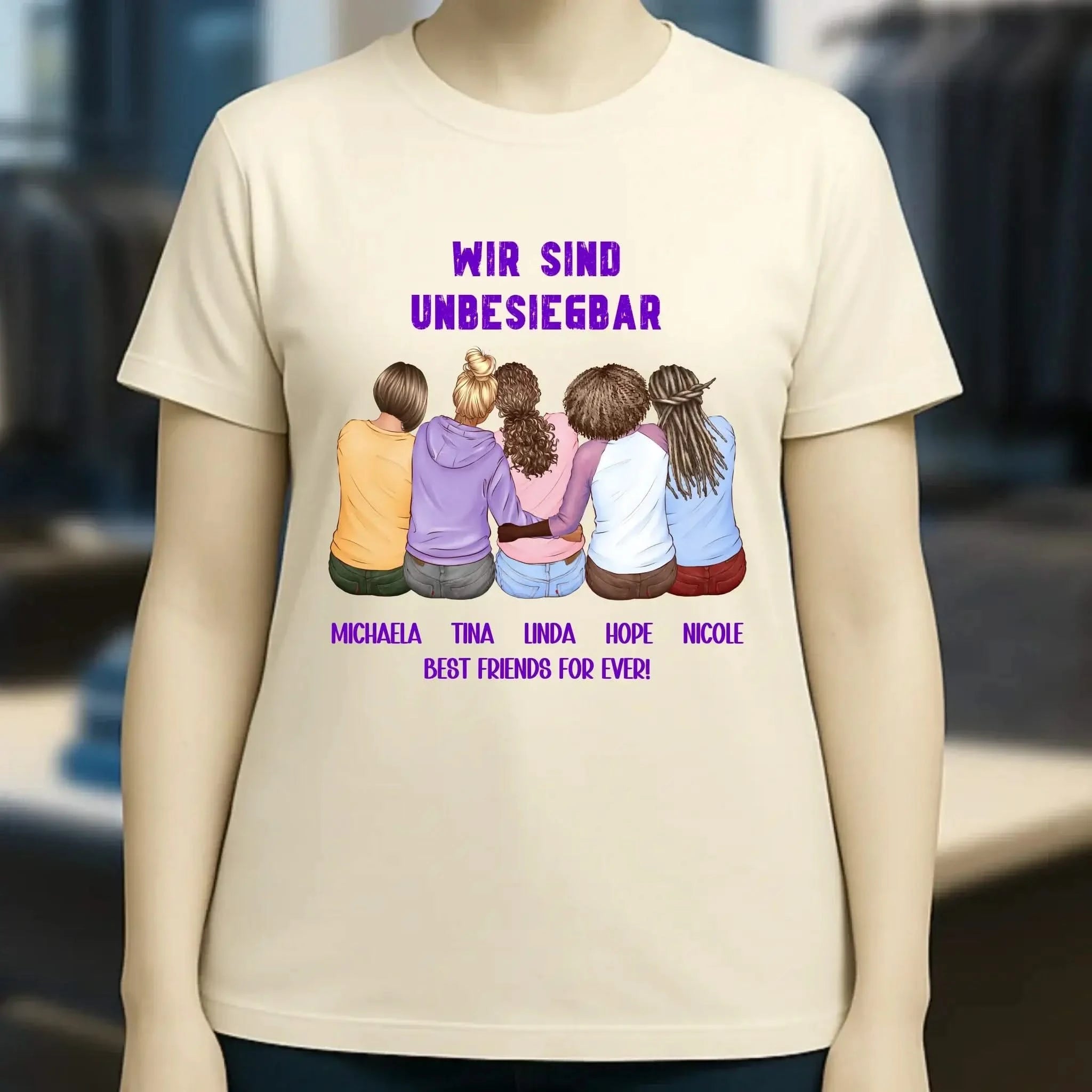 5in1: Gestalte 2-5 Freundinnen - Ladies Premium T-Shirt XS-2XL aus Bio-Baumwolle für Damen
