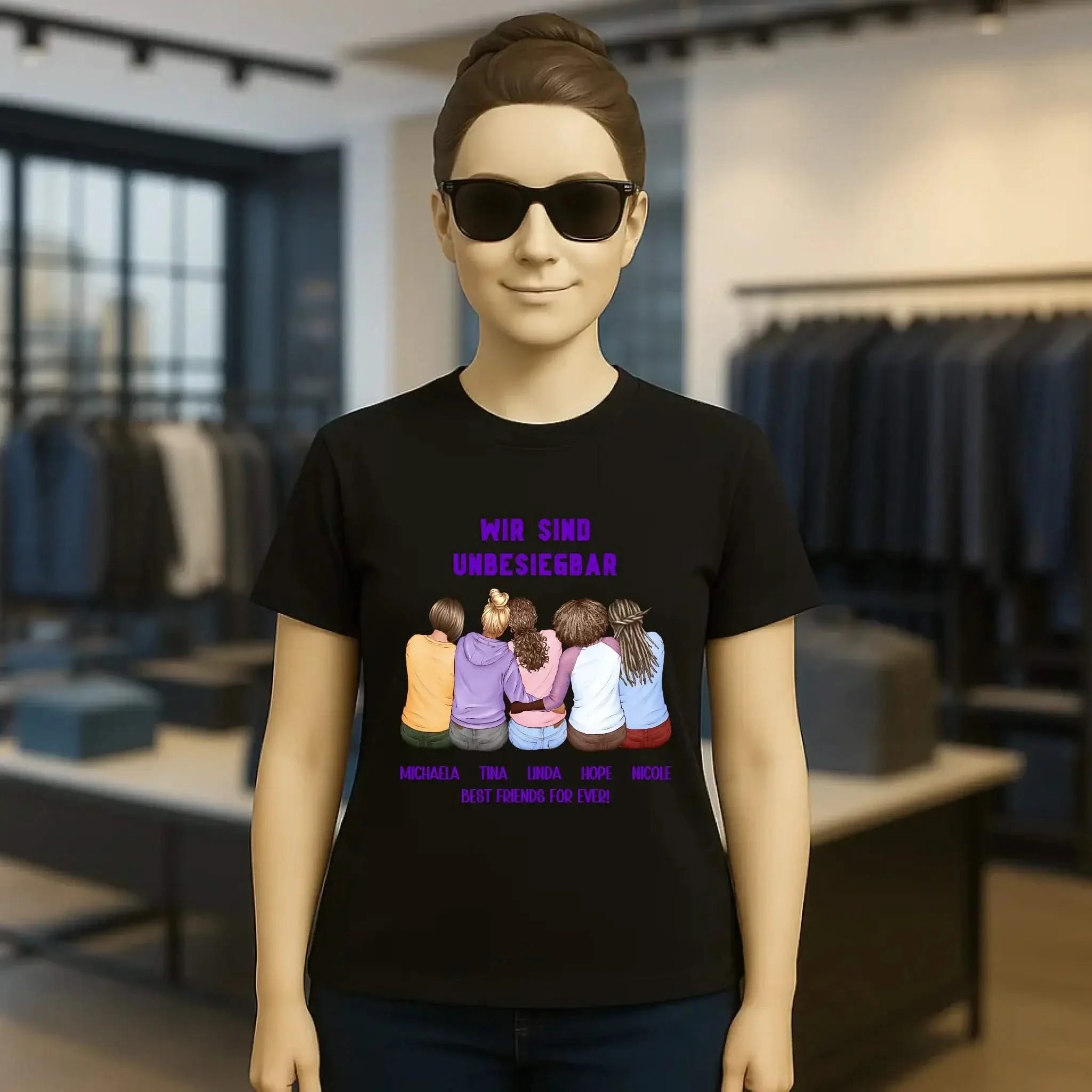 5in1: Gestalte 2-5 Freundinnen - Ladies Premium T-Shirt XS-2XL aus Bio-Baumwolle für Damen