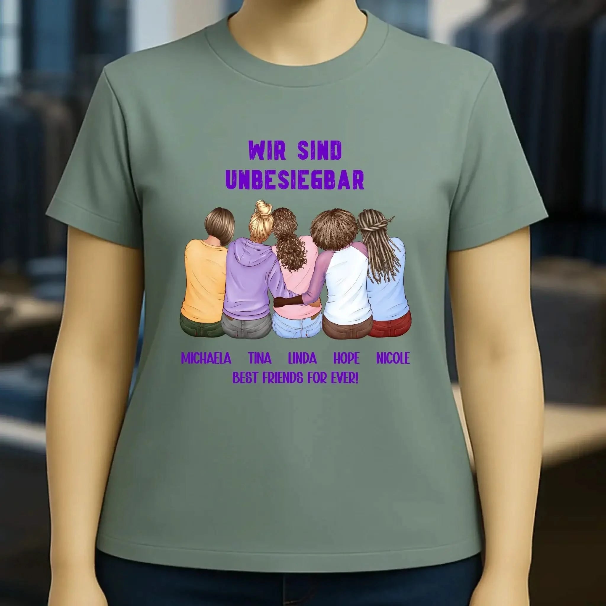 5in1: Gestalte 2-5 Freundinnen - Ladies Premium T-Shirt XS-2XL aus Bio-Baumwolle für Damen