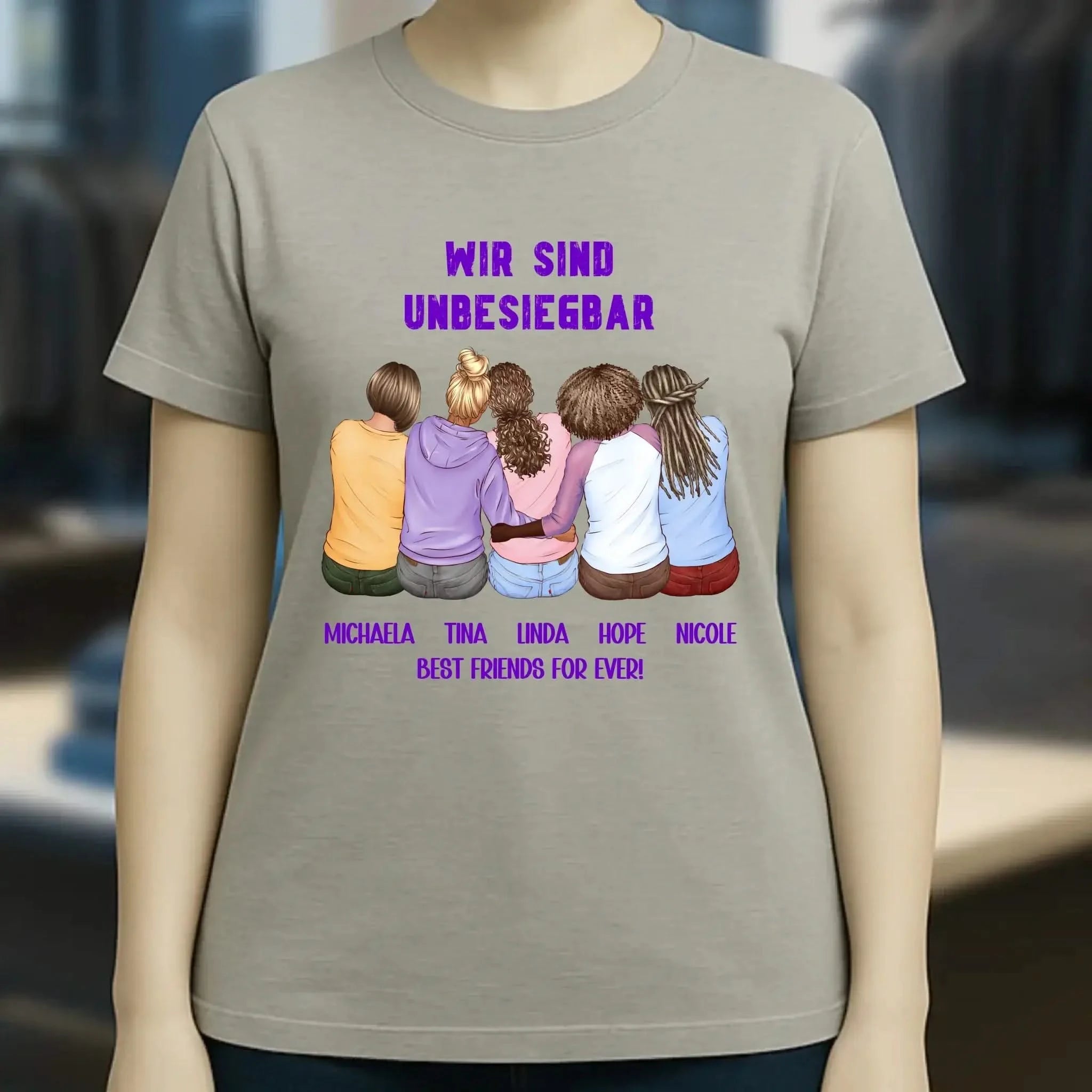 5in1: Gestalte 2-5 Freundinnen - Ladies Premium T-Shirt XS-2XL aus Bio-Baumwolle für Damen