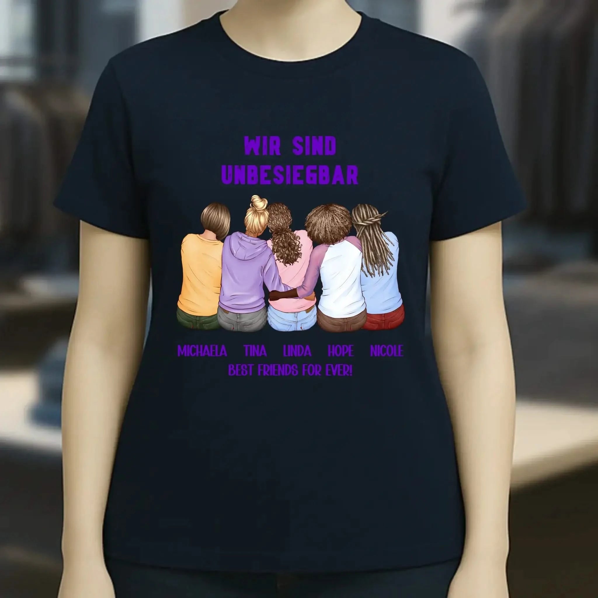 5in1: Gestalte 2-5 Freundinnen - Ladies Premium T-Shirt XS-2XL aus Bio-Baumwolle für Damen