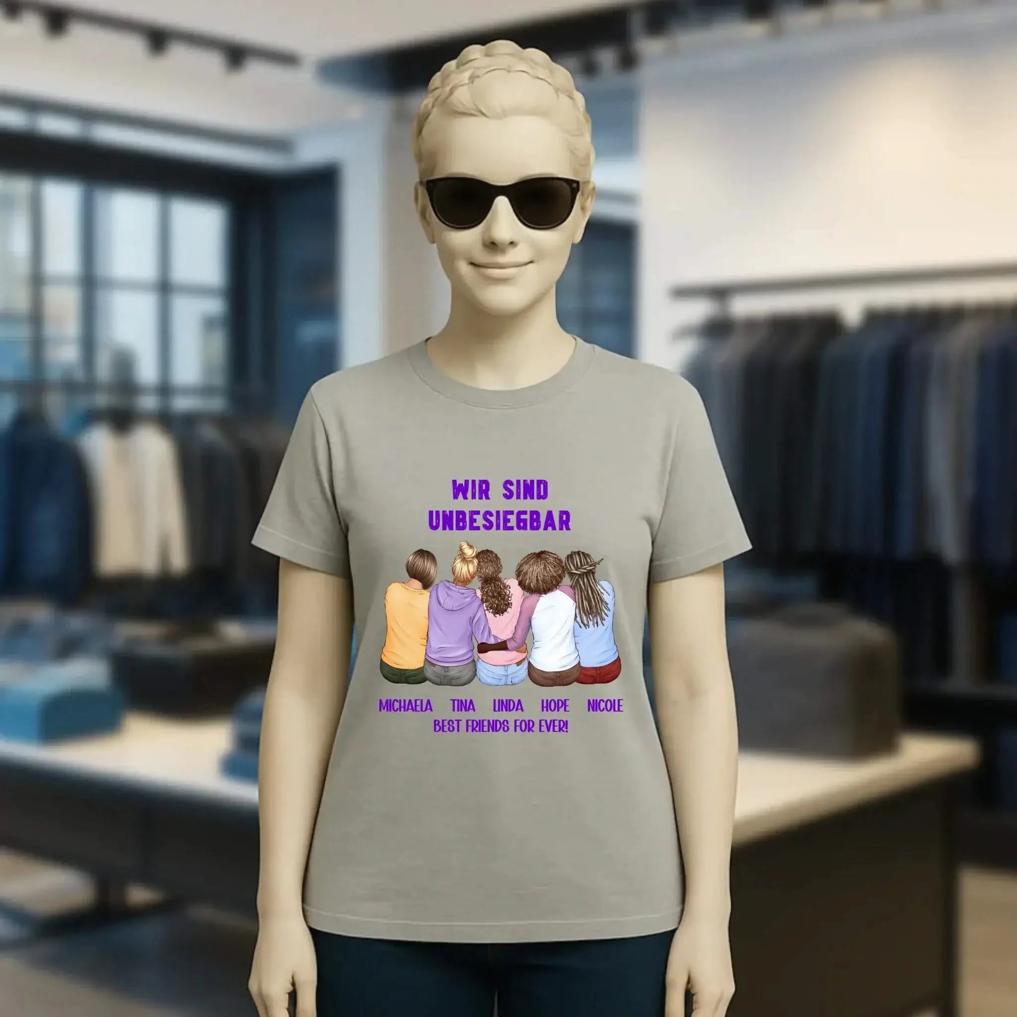5in1: Gestalte 2-5 Freundinnen - Ladies Premium T-Shirt XS-2XL aus Bio-Baumwolle für Damen