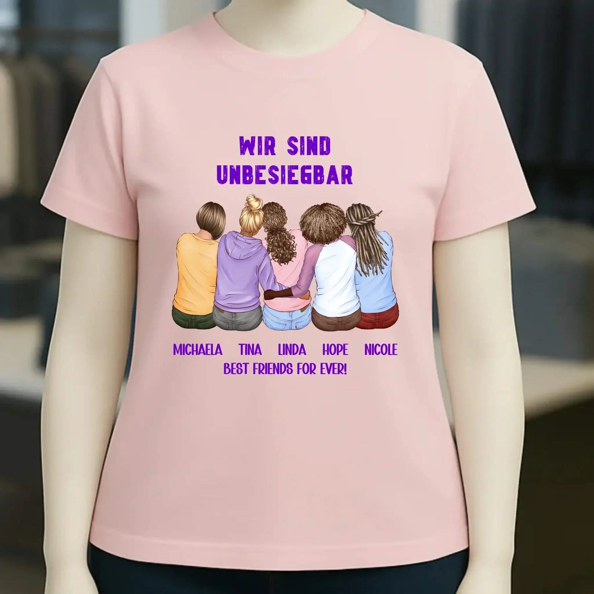 5in1: Gestalte 2-5 Freundinnen - Ladies Premium T-Shirt XS-2XL aus Bio-Baumwolle für Damen