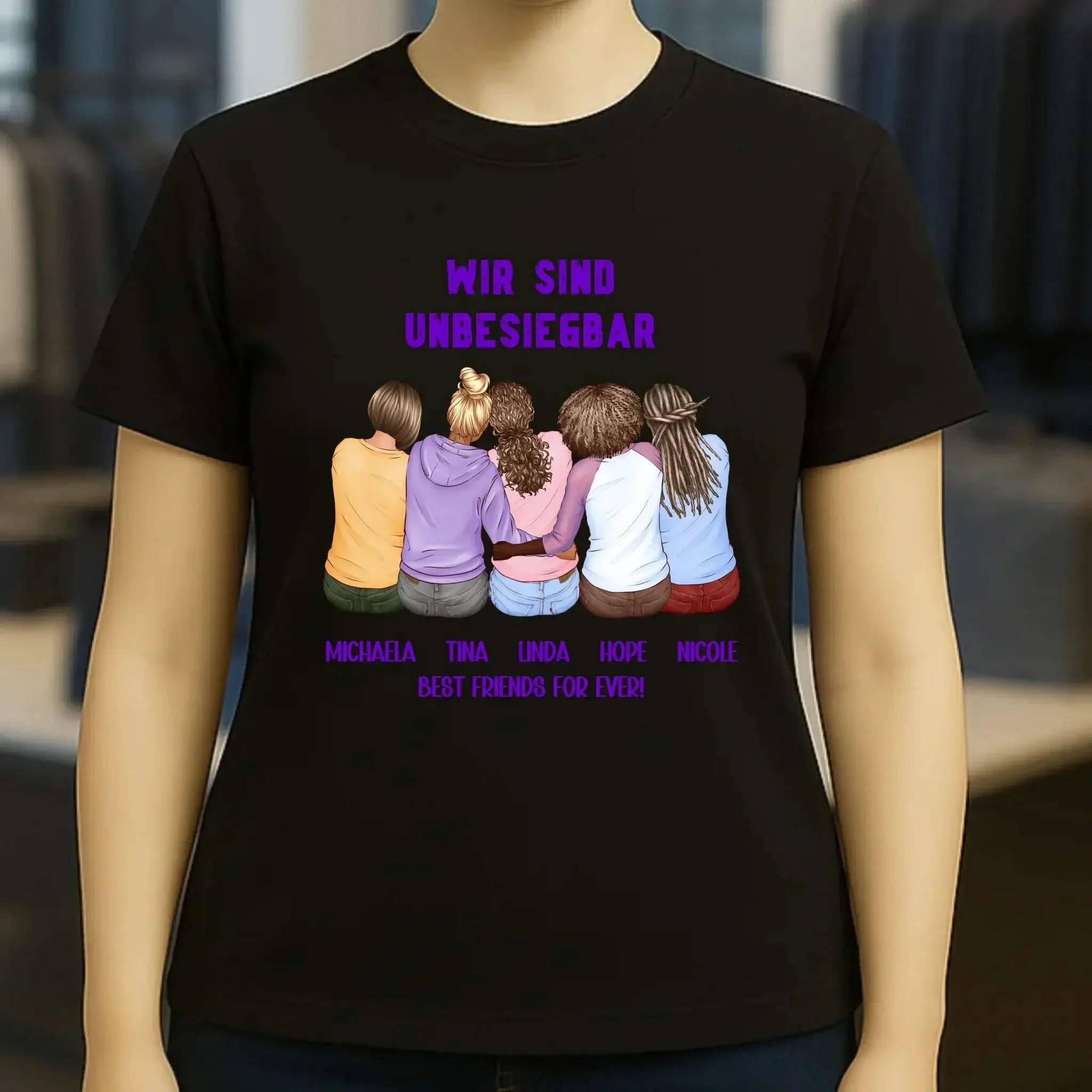 5in1: Gestalte 2-5 Freundinnen - Ladies Premium T-Shirt XS-2XL aus Bio-Baumwolle für Damen