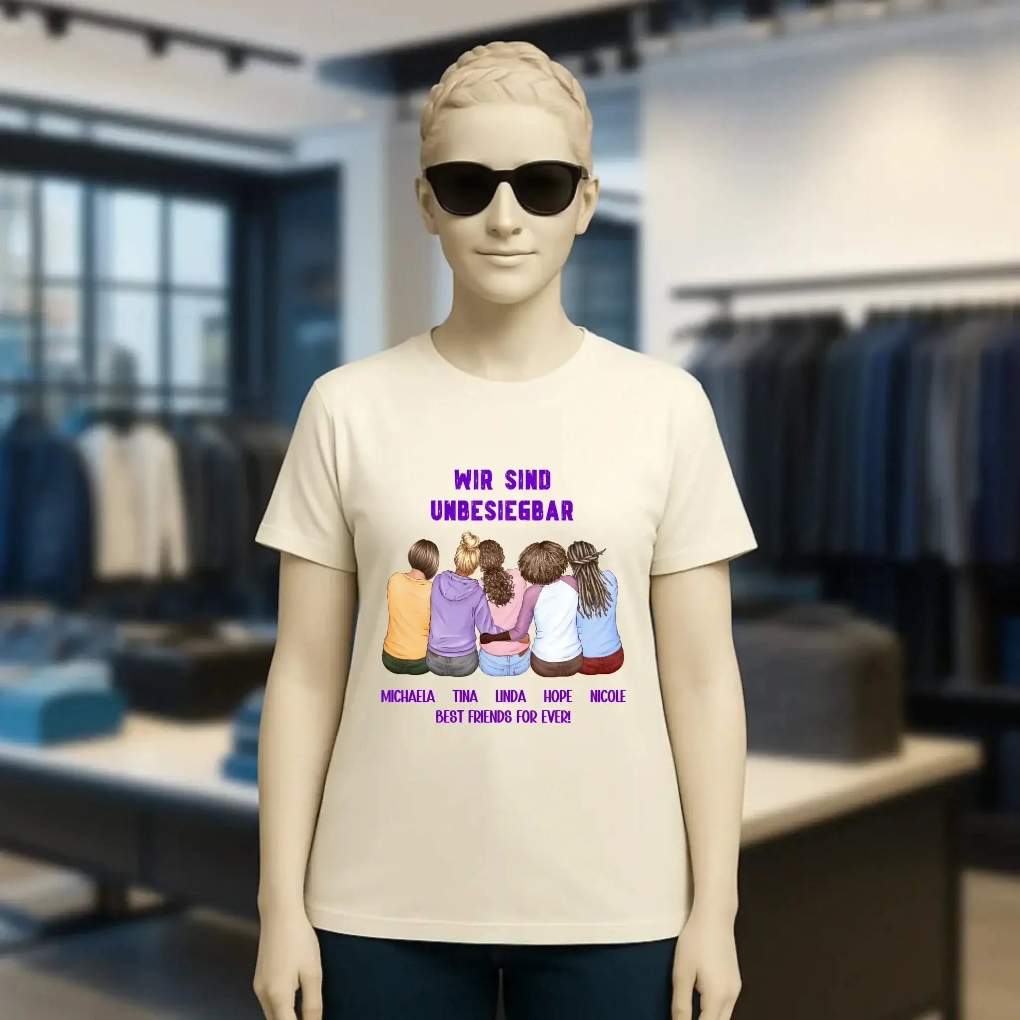 5in1: Gestalte 2-5 Freundinnen - Ladies Premium T-Shirt XS-2XL aus Bio-Baumwolle für Damen
