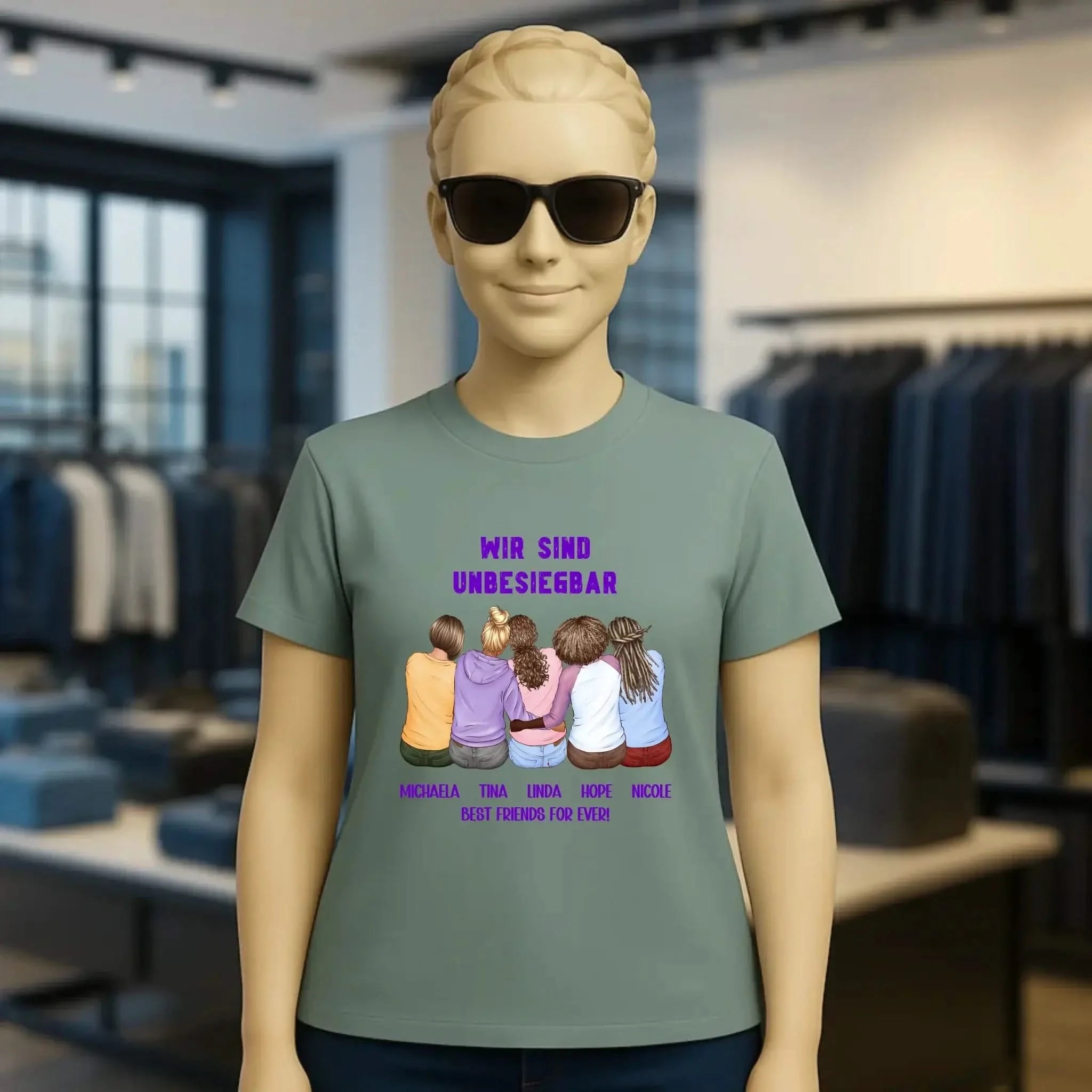 5in1: Gestalte 2-5 Freundinnen - Ladies Premium T-Shirt XS-2XL aus Bio-Baumwolle für Damen