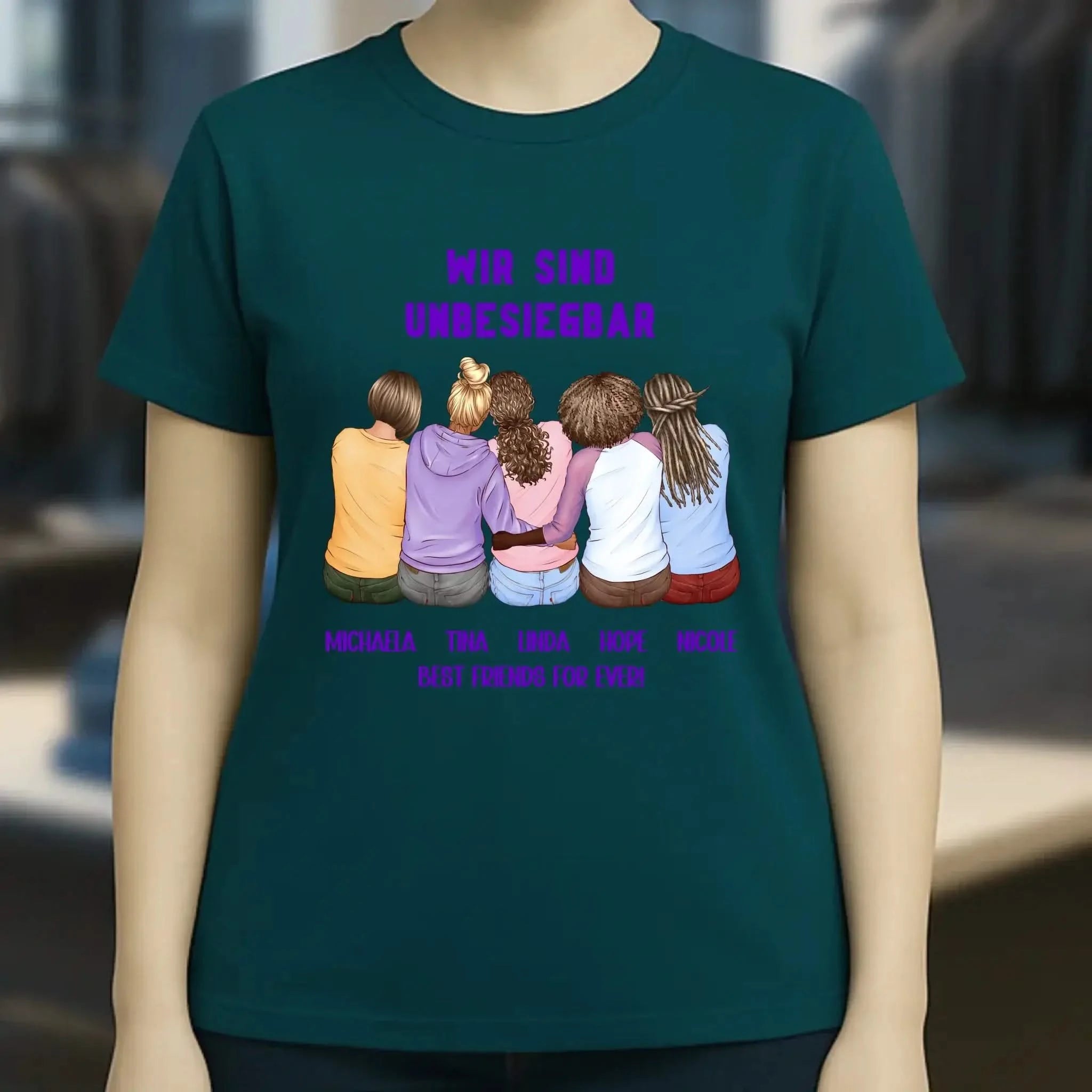 5in1: Gestalte 2-5 Freundinnen - Ladies Premium T-Shirt XS-2XL aus Bio-Baumwolle für Damen