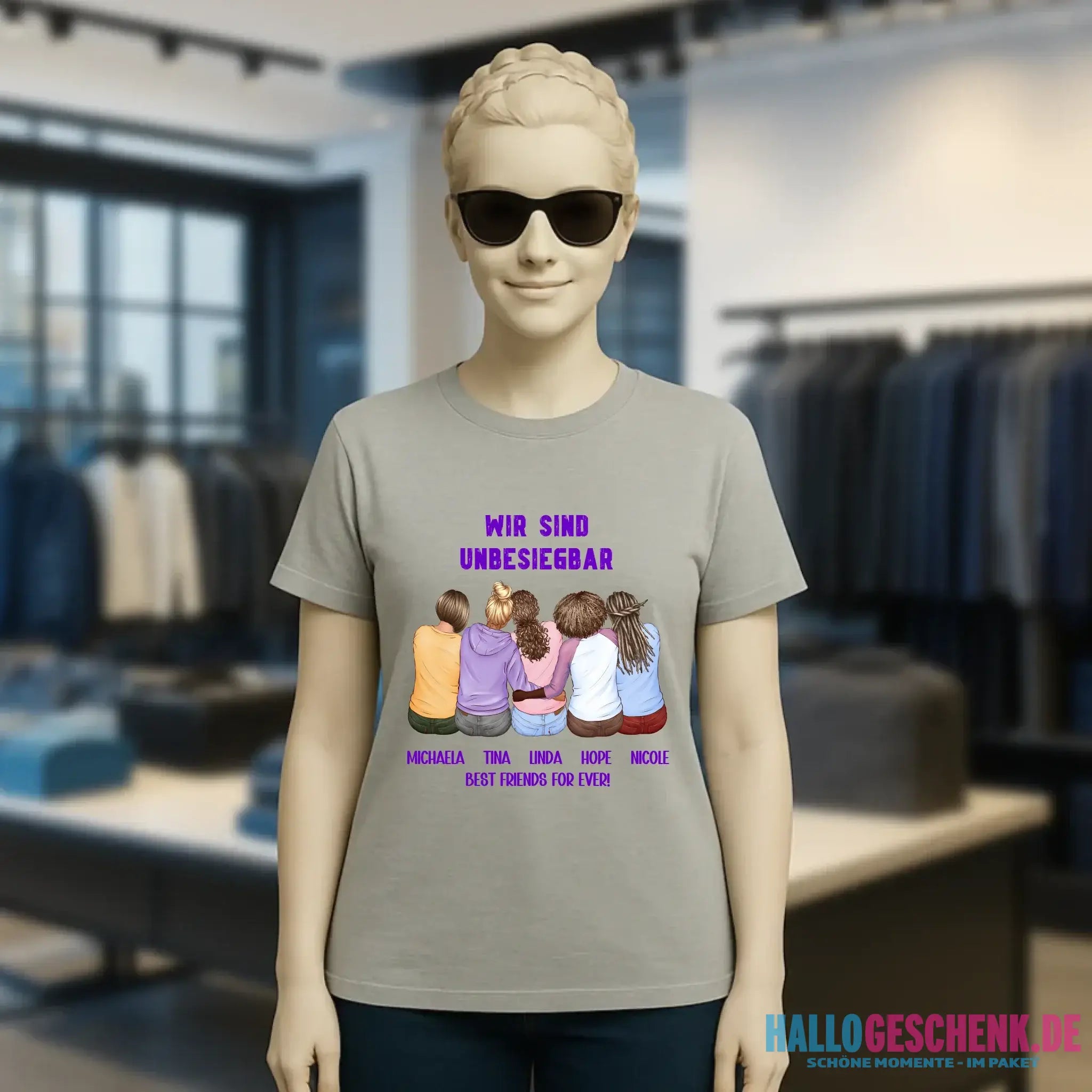 5in1: Gestalte 2-5 Freundinnen - Ladies Premium T-Shirt XS-2XL aus Bio-Baumwolle für Damen