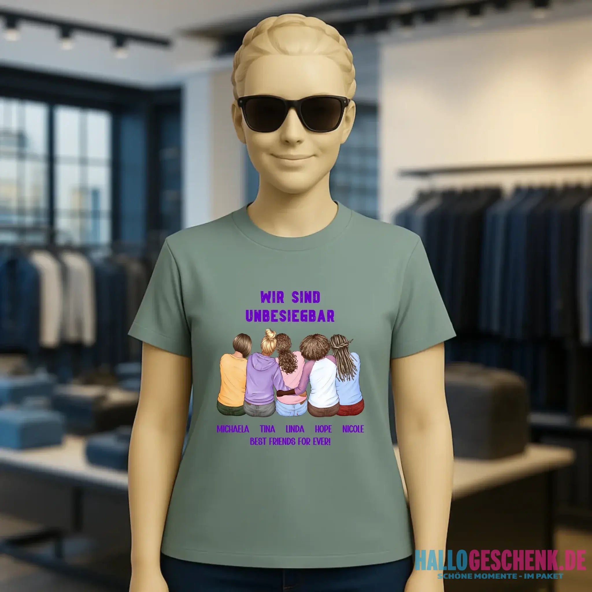 5in1: Gestalte 2-5 Freundinnen - Ladies Premium T-Shirt XS-2XL aus Bio-Baumwolle für Damen