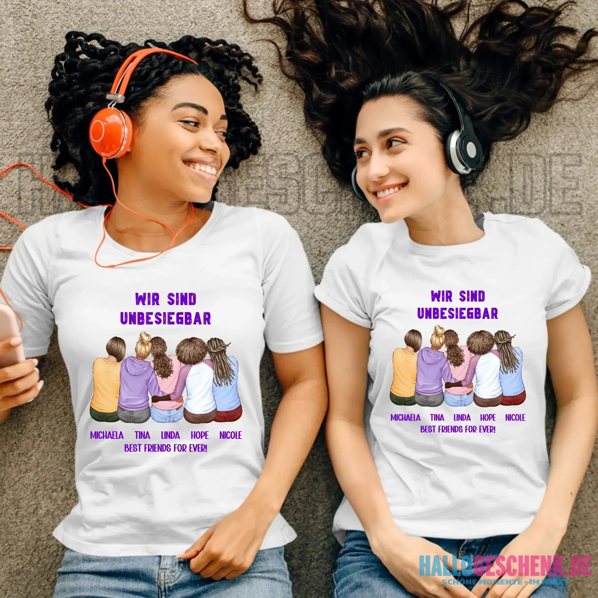 5in1: Gestalte 2-5 Freundinnen - Ladies Premium T-Shirt XS-2XL aus Bio-Baumwolle für Damen