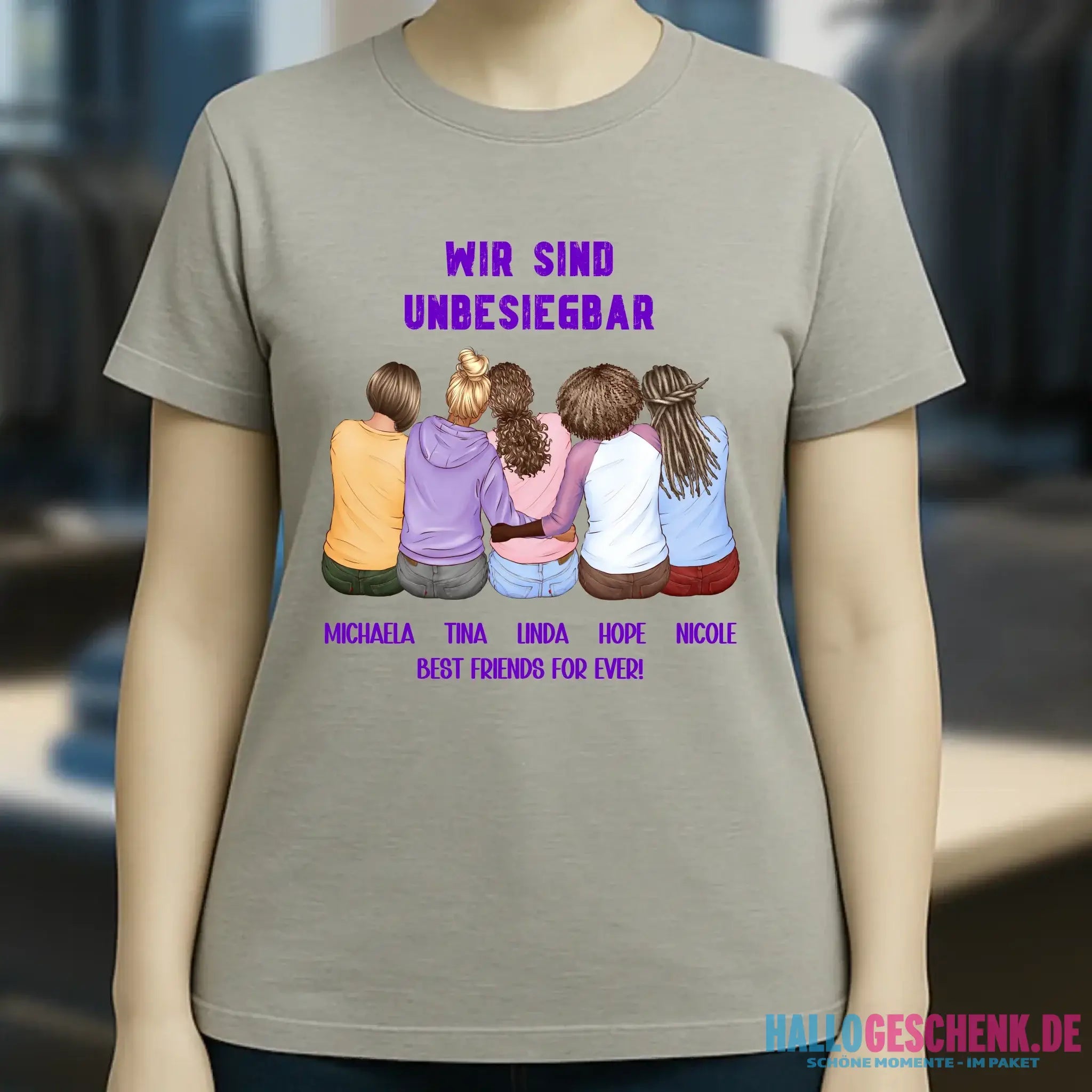 5in1: Gestalte 2-5 Freundinnen - Ladies Premium T-Shirt XS-2XL aus Bio-Baumwolle für Damen