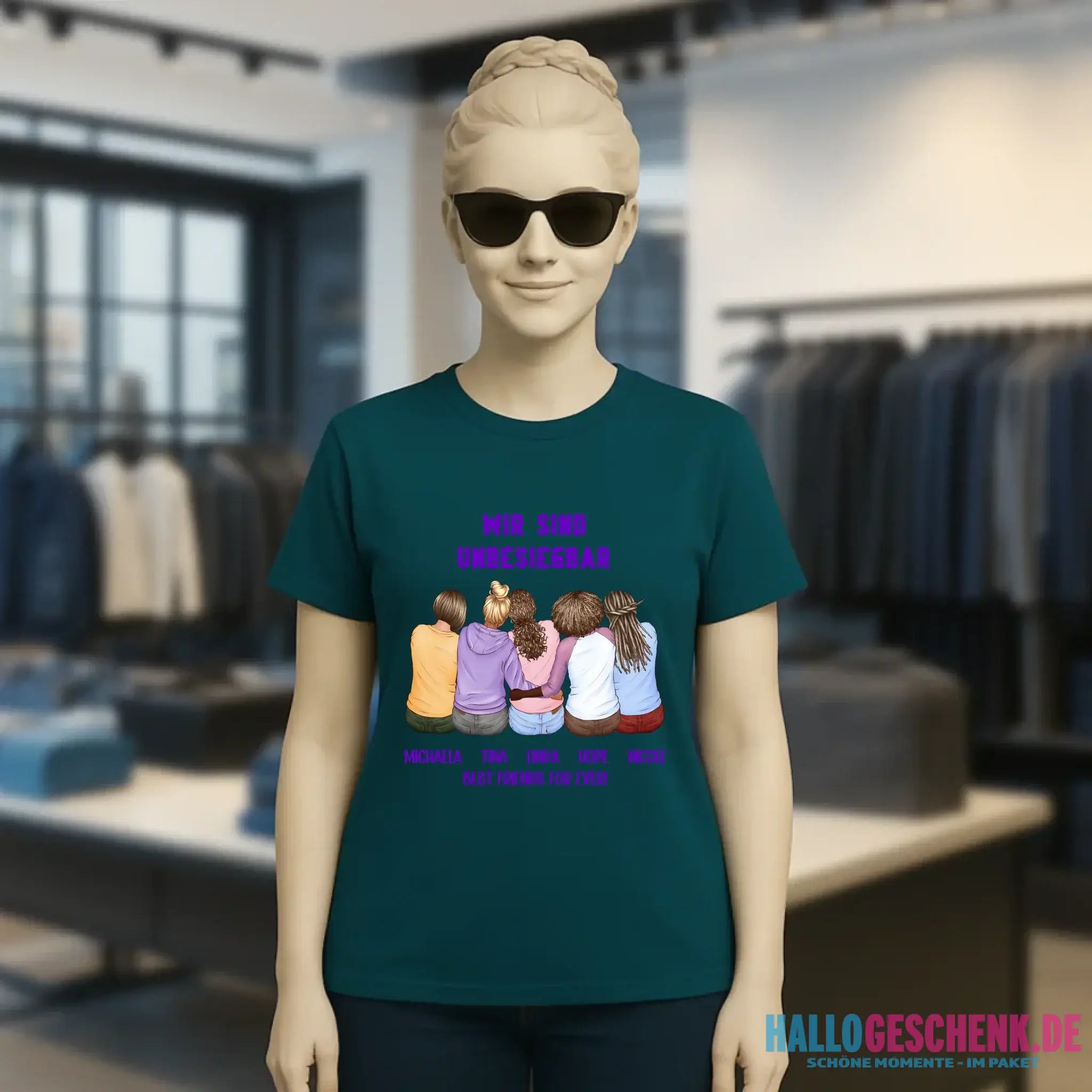 5in1: Gestalte 2-5 Freundinnen - Ladies Premium T-Shirt XS-2XL aus Bio-Baumwolle für Damen