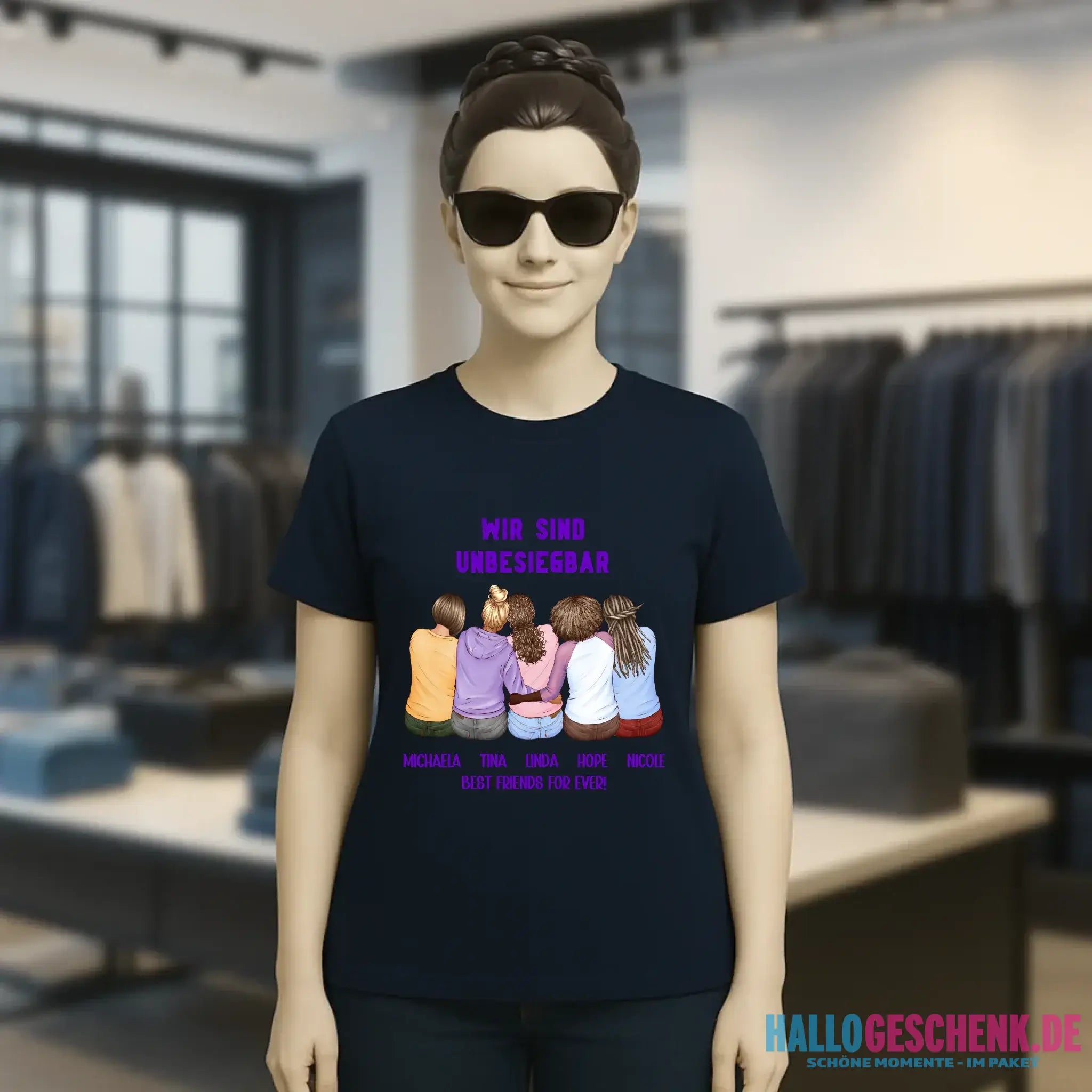 5in1: Gestalte 2-5 Freundinnen - Ladies Premium T-Shirt XS-2XL aus Bio-Baumwolle für Damen