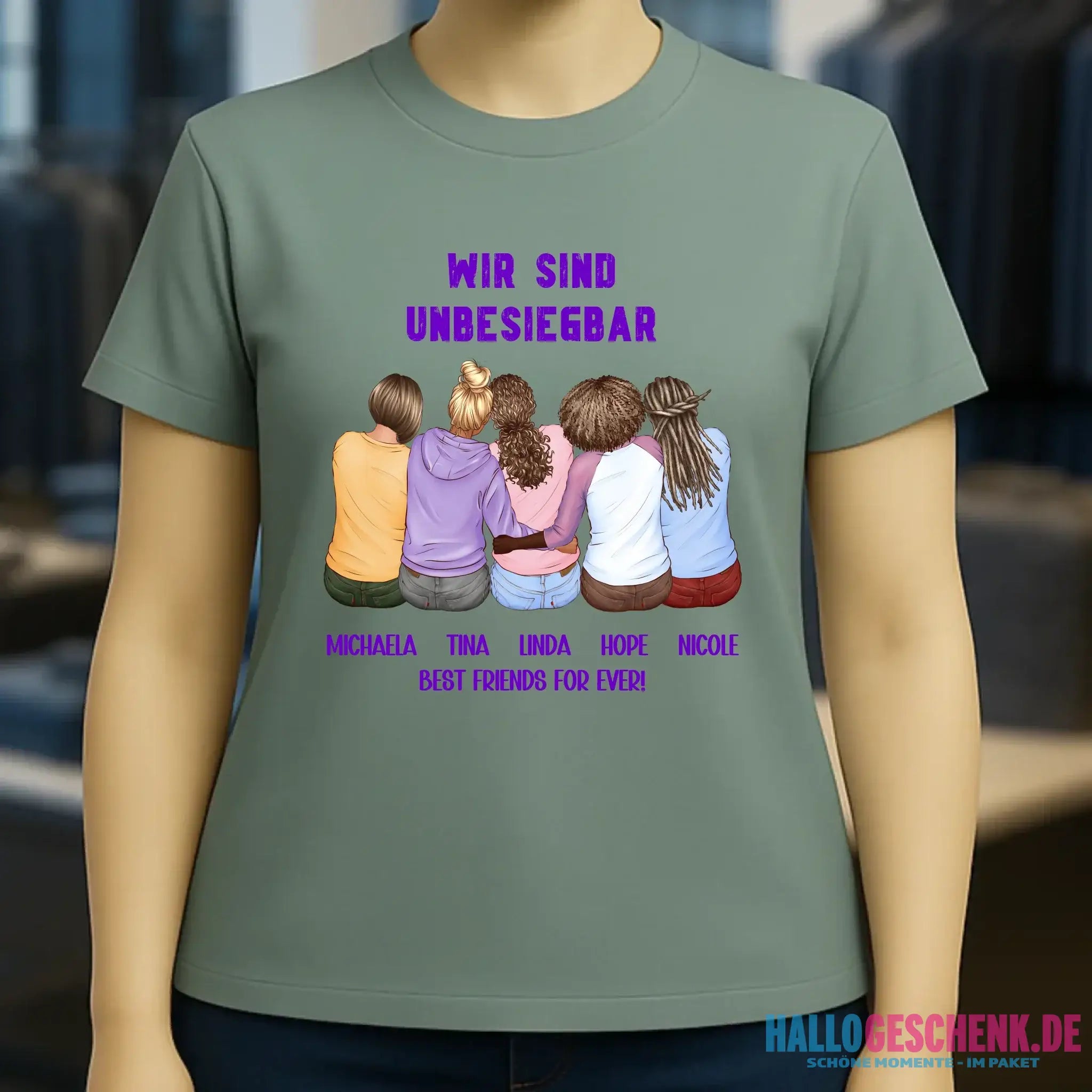5in1: Gestalte 2-5 Freundinnen - Ladies Premium T-Shirt XS-2XL aus Bio-Baumwolle für Damen