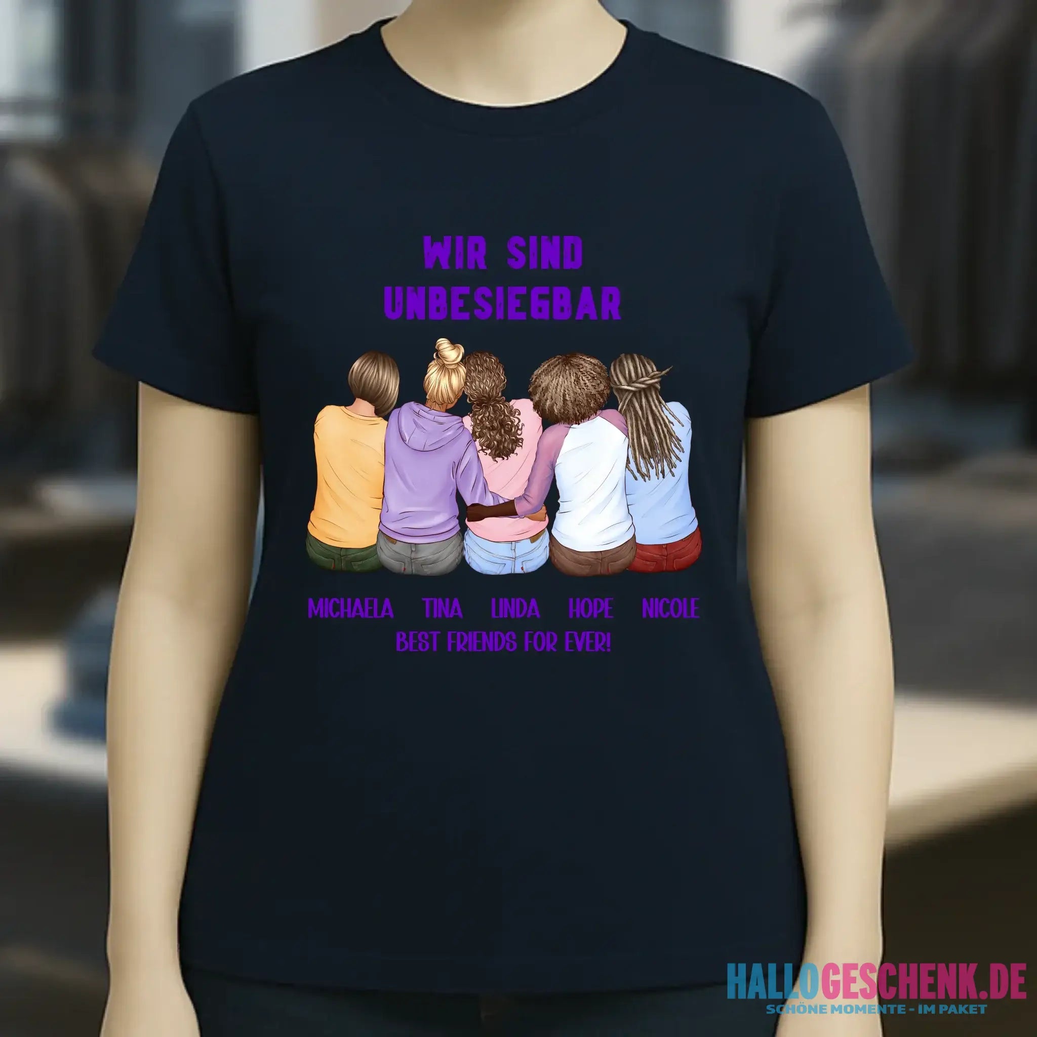 5in1: Gestalte 2-5 Freundinnen - Ladies Premium T-Shirt XS-2XL aus Bio-Baumwolle für Damen