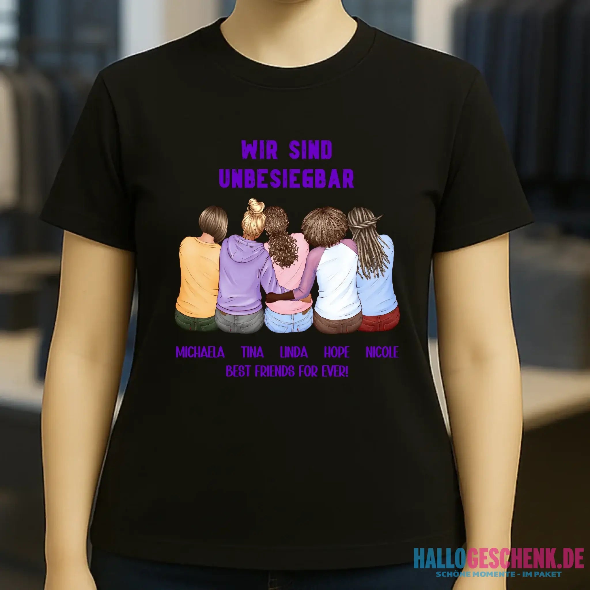 5in1: Gestalte 2-5 Freundinnen - Ladies Premium T-Shirt XS-2XL aus Bio-Baumwolle für Damen