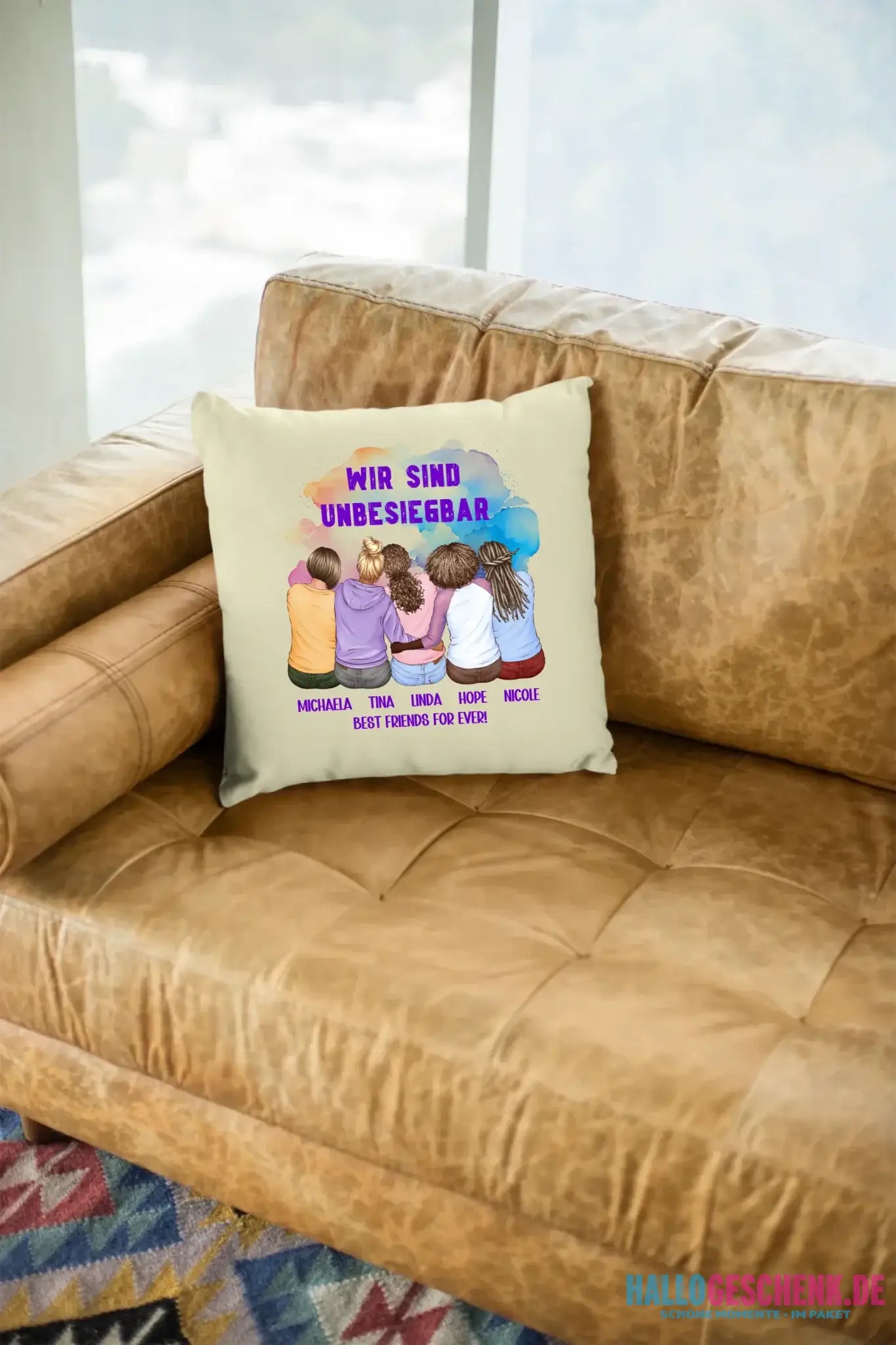 5in1: Gestalte 2-5 Freundinnen personalisierbar - Kissen 40x40 cm