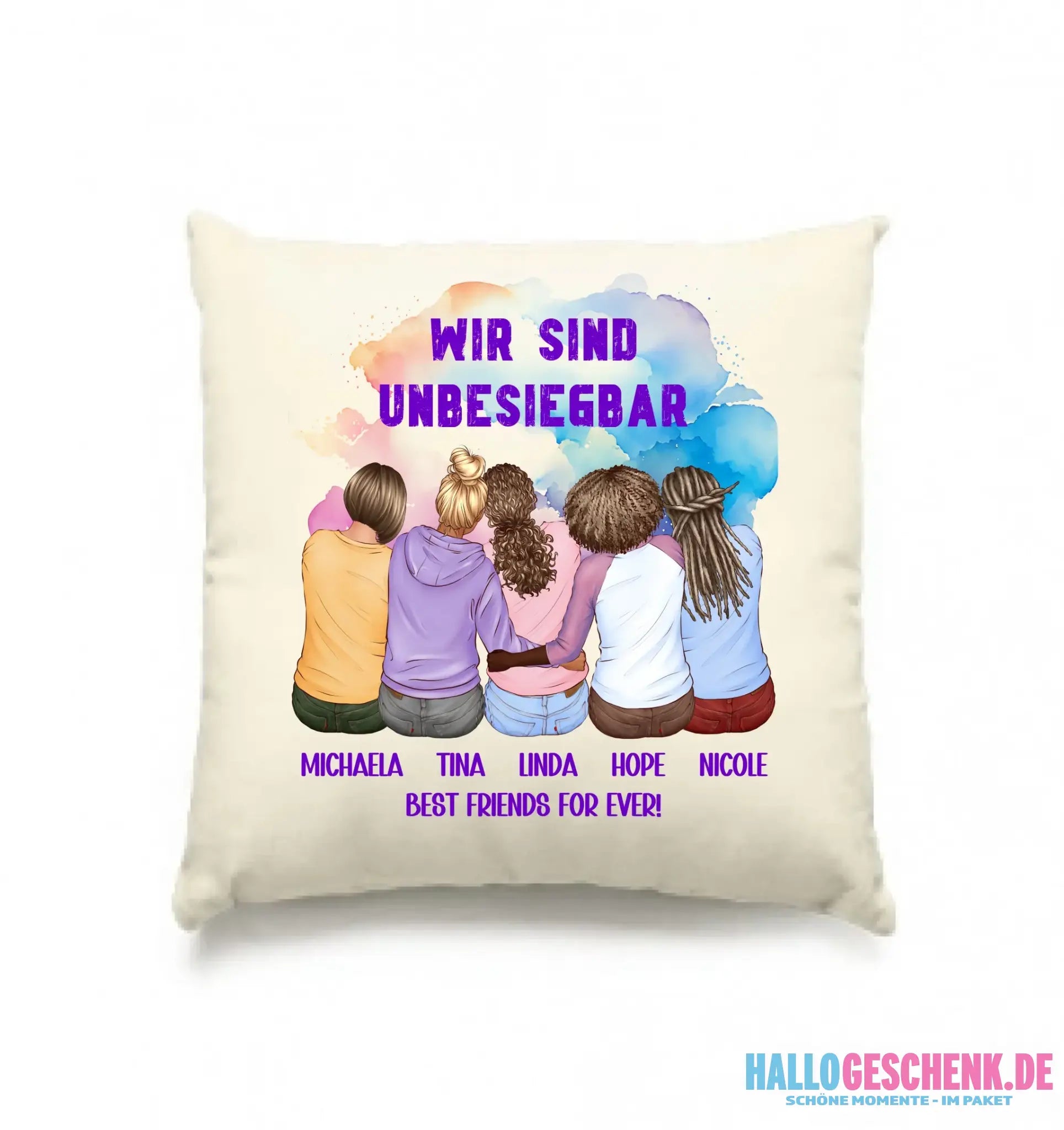 5in1: Gestalte 2-5 Freundinnen personalisierbar - Kissen 40x40 cm