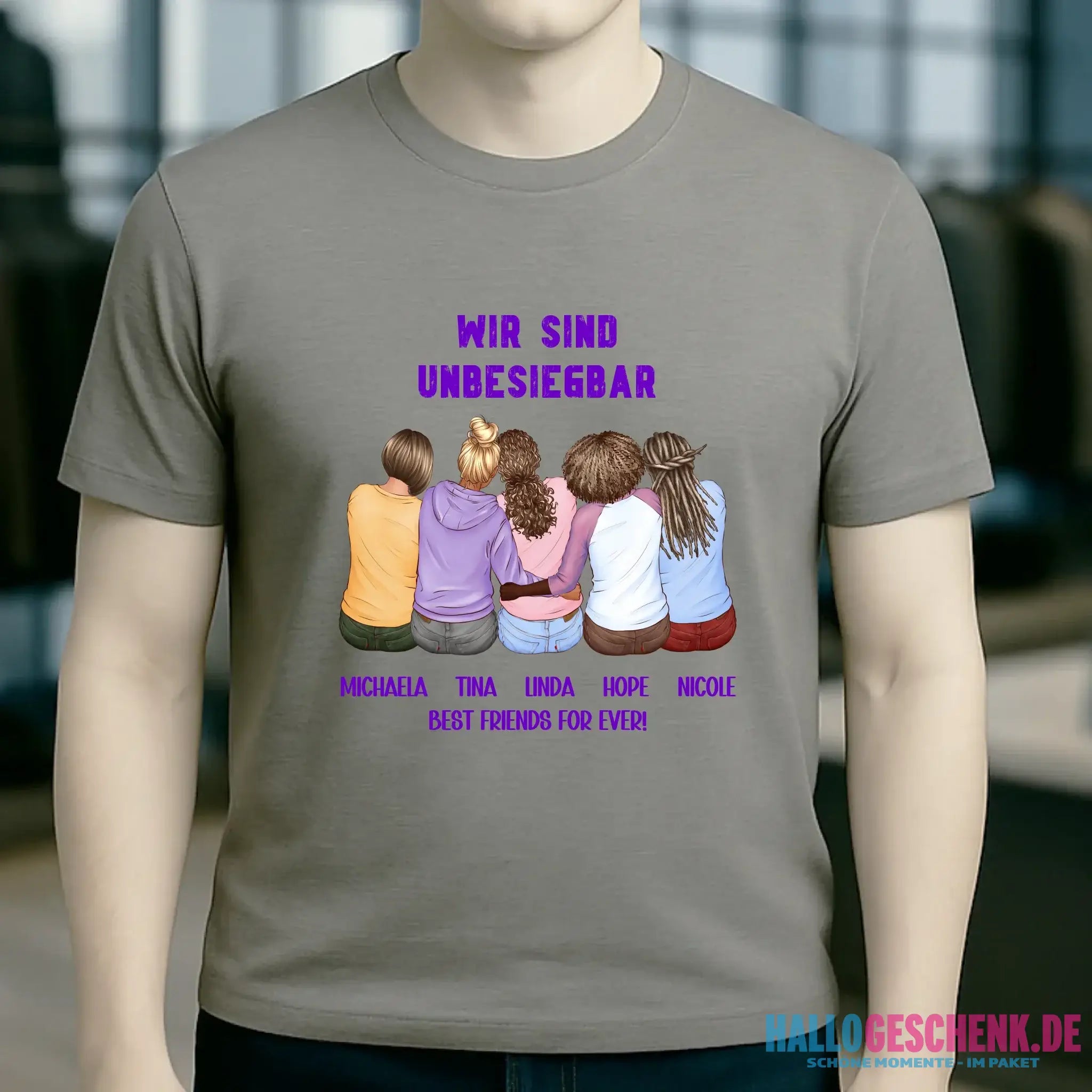 5in1: Gestalte 2-5 Freundinnen - Unisex Premium T-Shirt XS-5XL aus Bio-Baumwolle für Damen & Herren