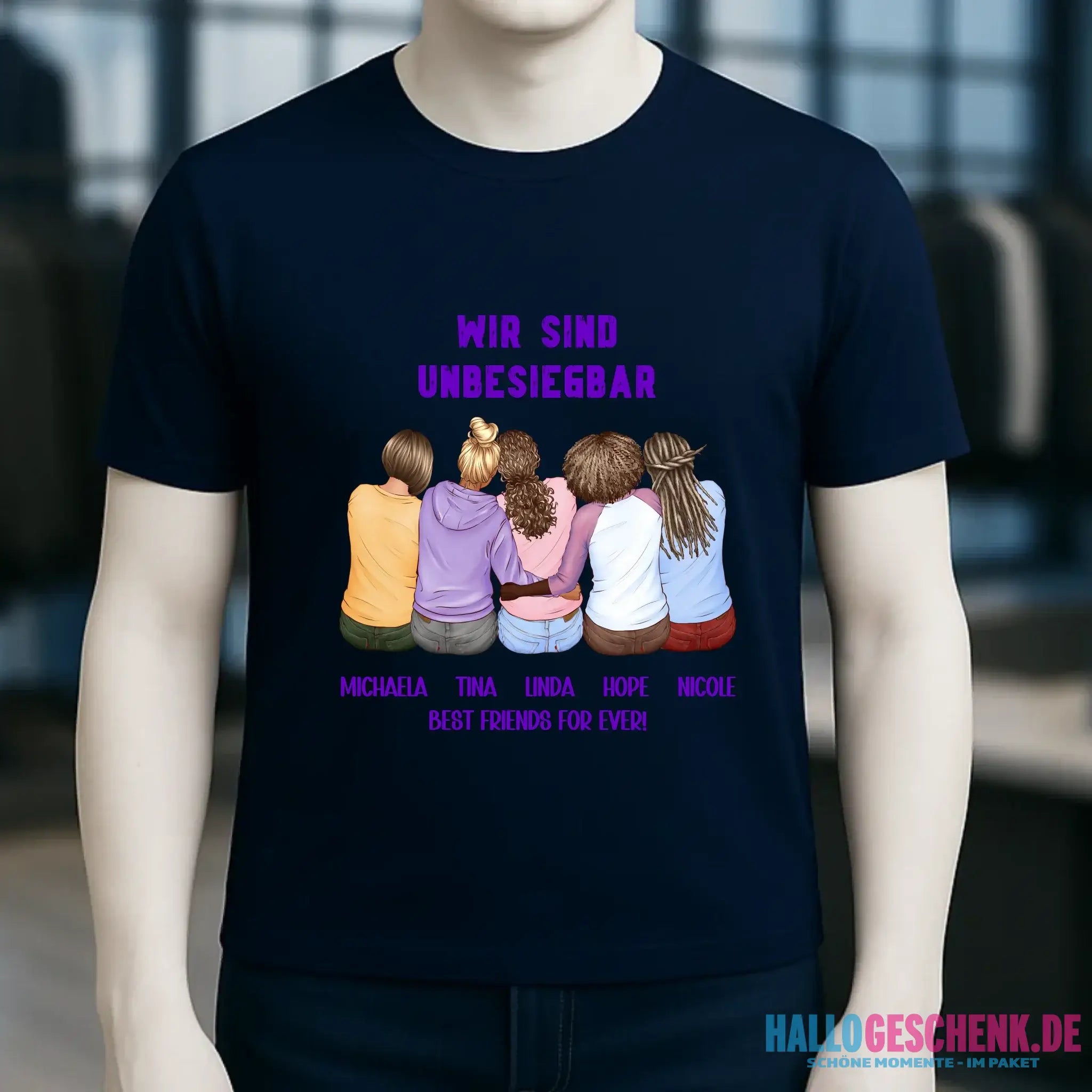 5in1: Gestalte 2-5 Freundinnen - Unisex Premium T-Shirt XS-5XL aus Bio-Baumwolle für Damen & Herren