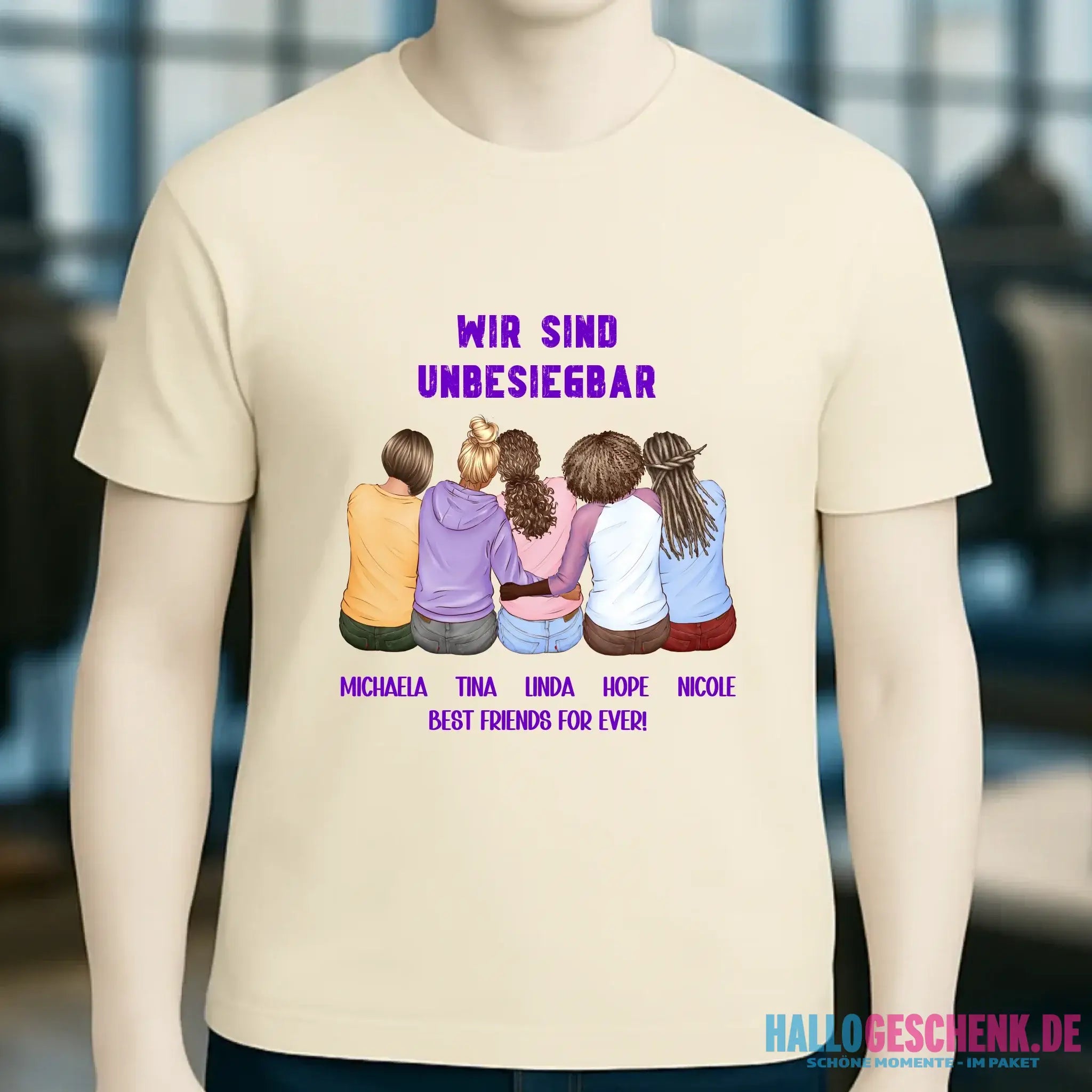 5in1: Gestalte 2-5 Freundinnen - Unisex Premium T-Shirt XS-5XL aus Bio-Baumwolle für Damen & Herren