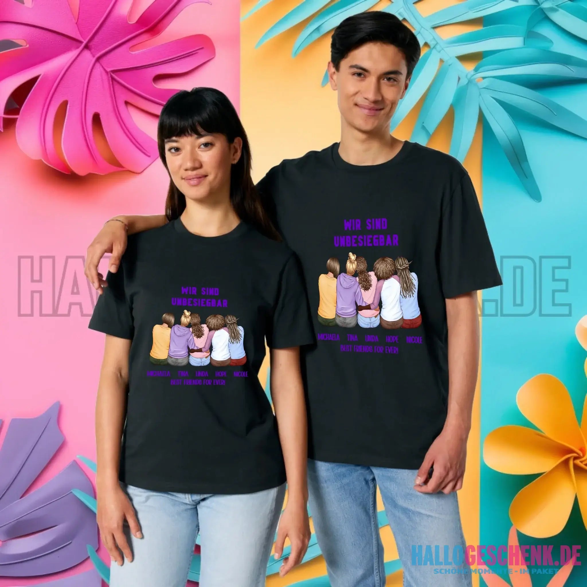 5in1: Gestalte 2-5 Freundinnen - Unisex Premium T-Shirt XS-5XL aus Bio-Baumwolle für Damen & Herren