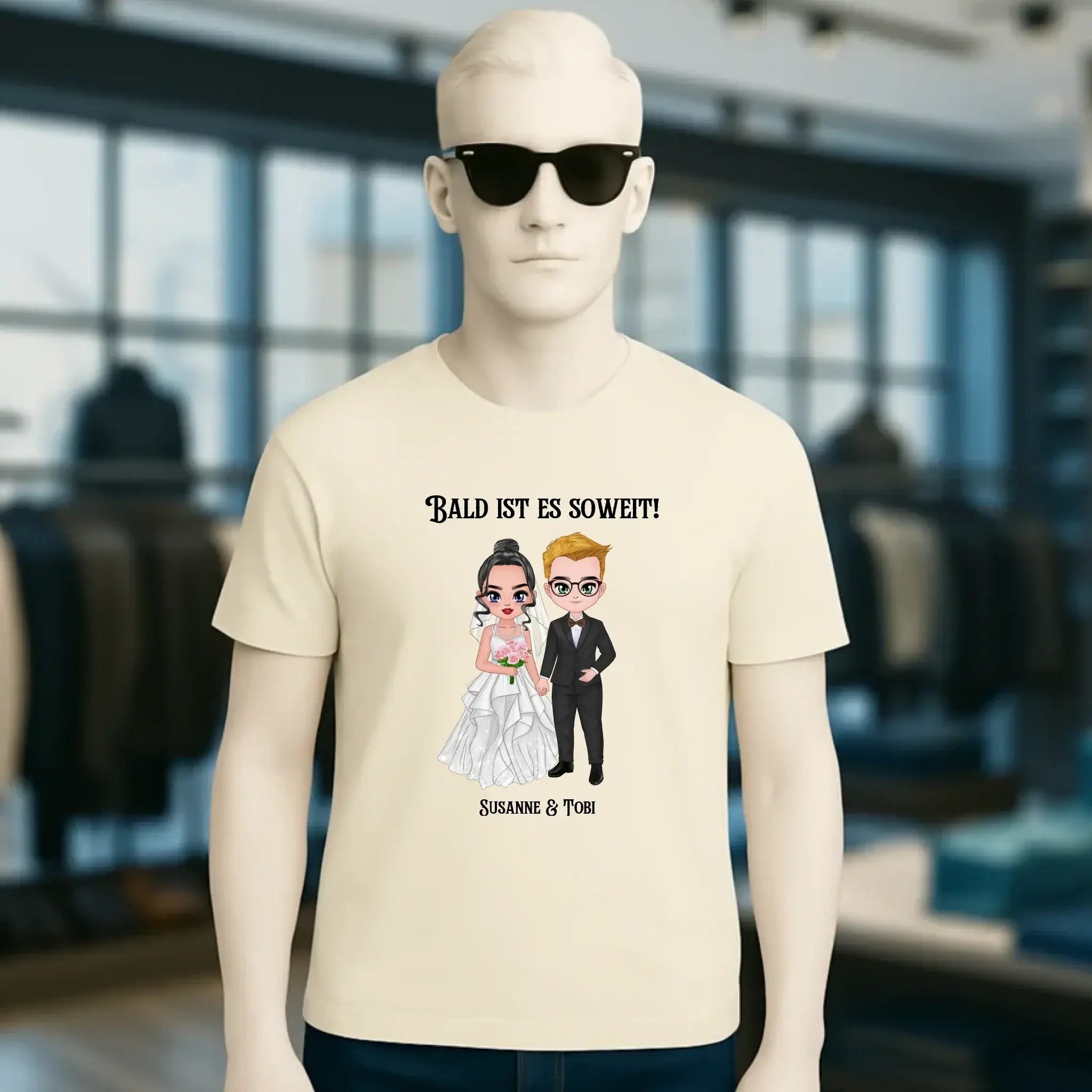 5in1: Hochzeitspaar personalisierbar - Unisex Premium T-Shirt XS-5XL aus Bio-Baumwolle für Damen & Herren