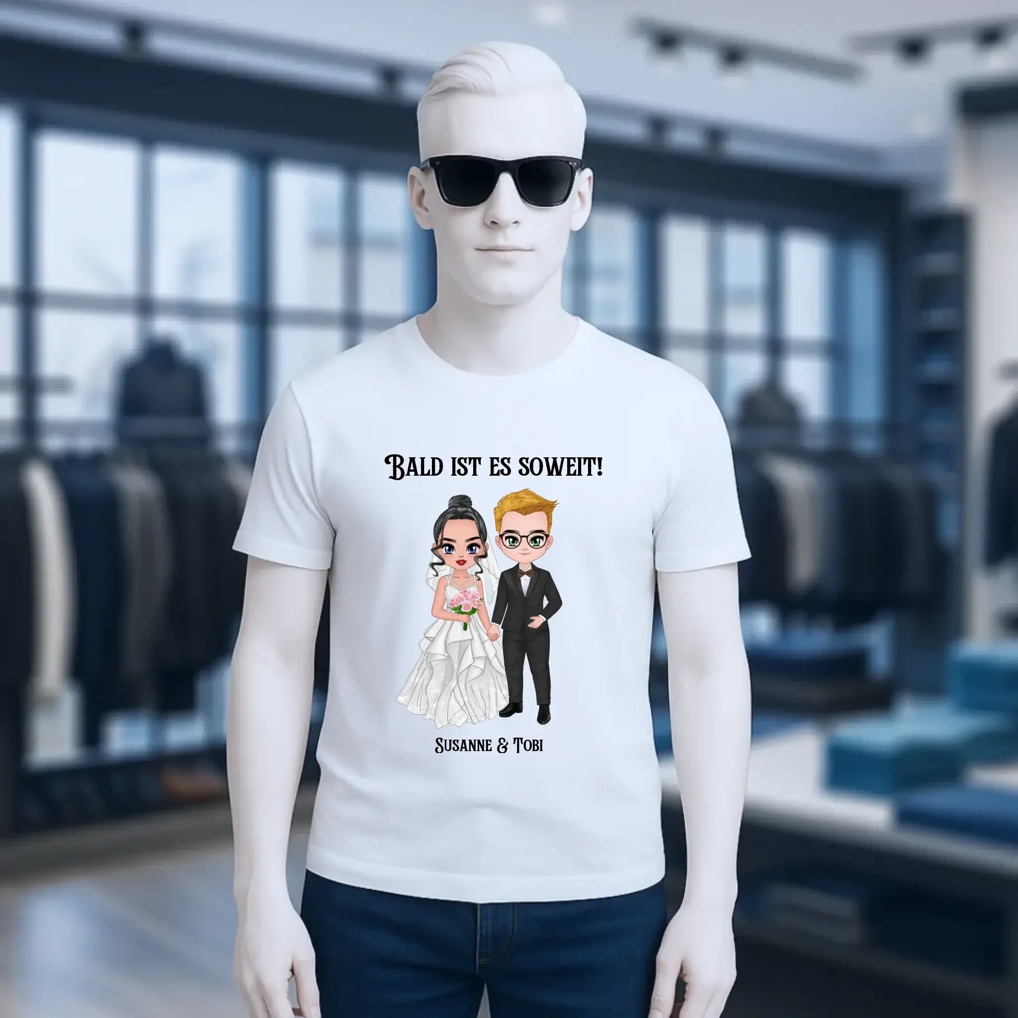 5in1: Hochzeitspaar personalisierbar - Unisex Premium T-Shirt XS-5XL aus Bio-Baumwolle für Damen & Herren