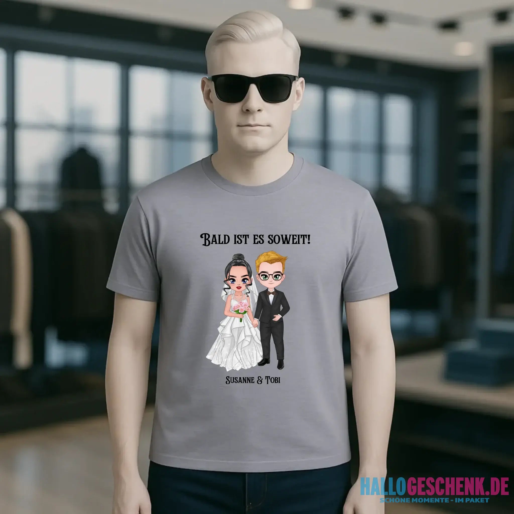 5in1: Hochzeitspaar personalisierbar - Unisex Premium T-Shirt XS-5XL aus Bio-Baumwolle für Damen & Herren