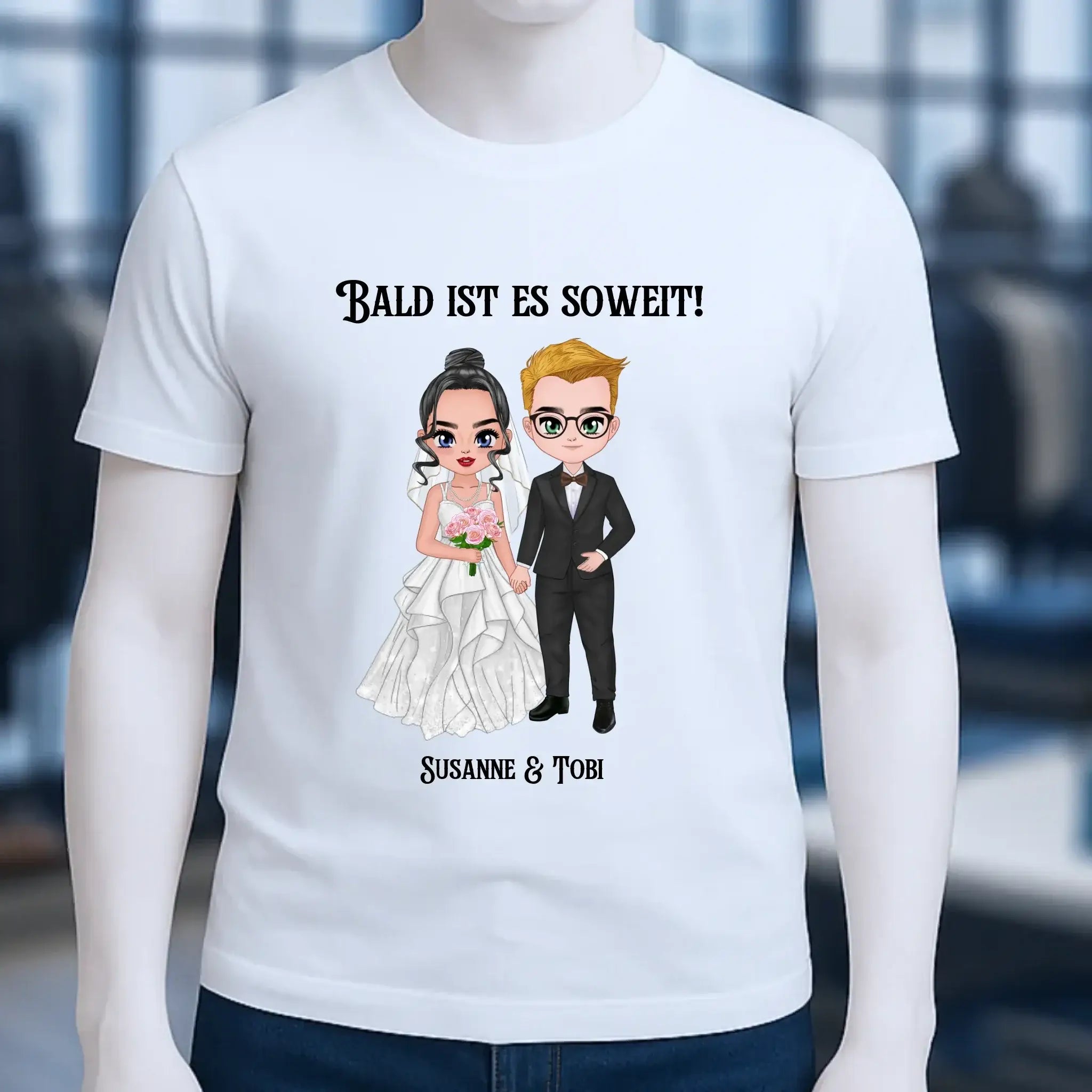5in1: Hochzeitspaar personalisierbar - Unisex Premium T-Shirt XS-5XL aus Bio-Baumwolle für Damen & Herren