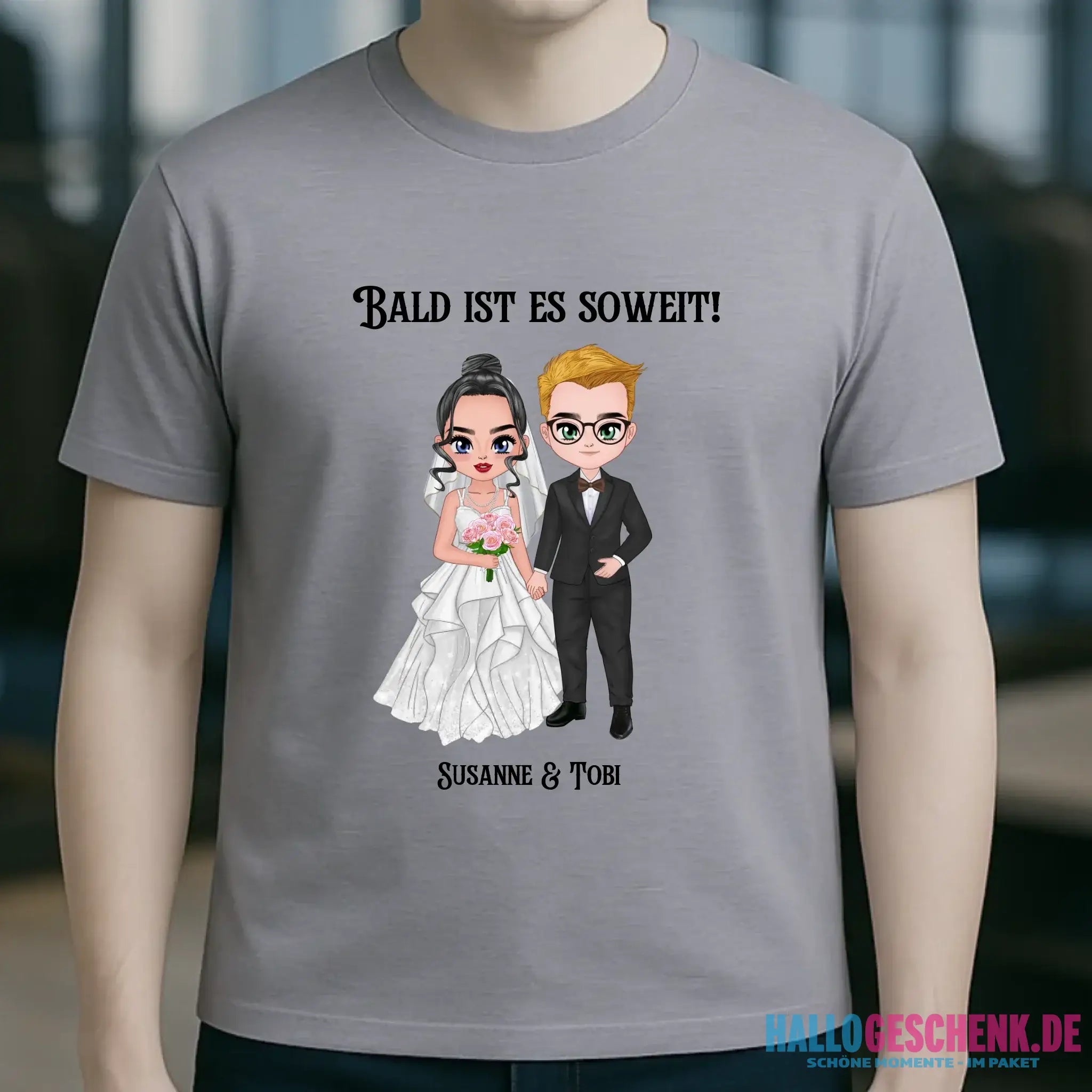 5in1: Hochzeitspaar personalisierbar - Unisex Premium T-Shirt XS-5XL aus Bio-Baumwolle für Damen & Herren