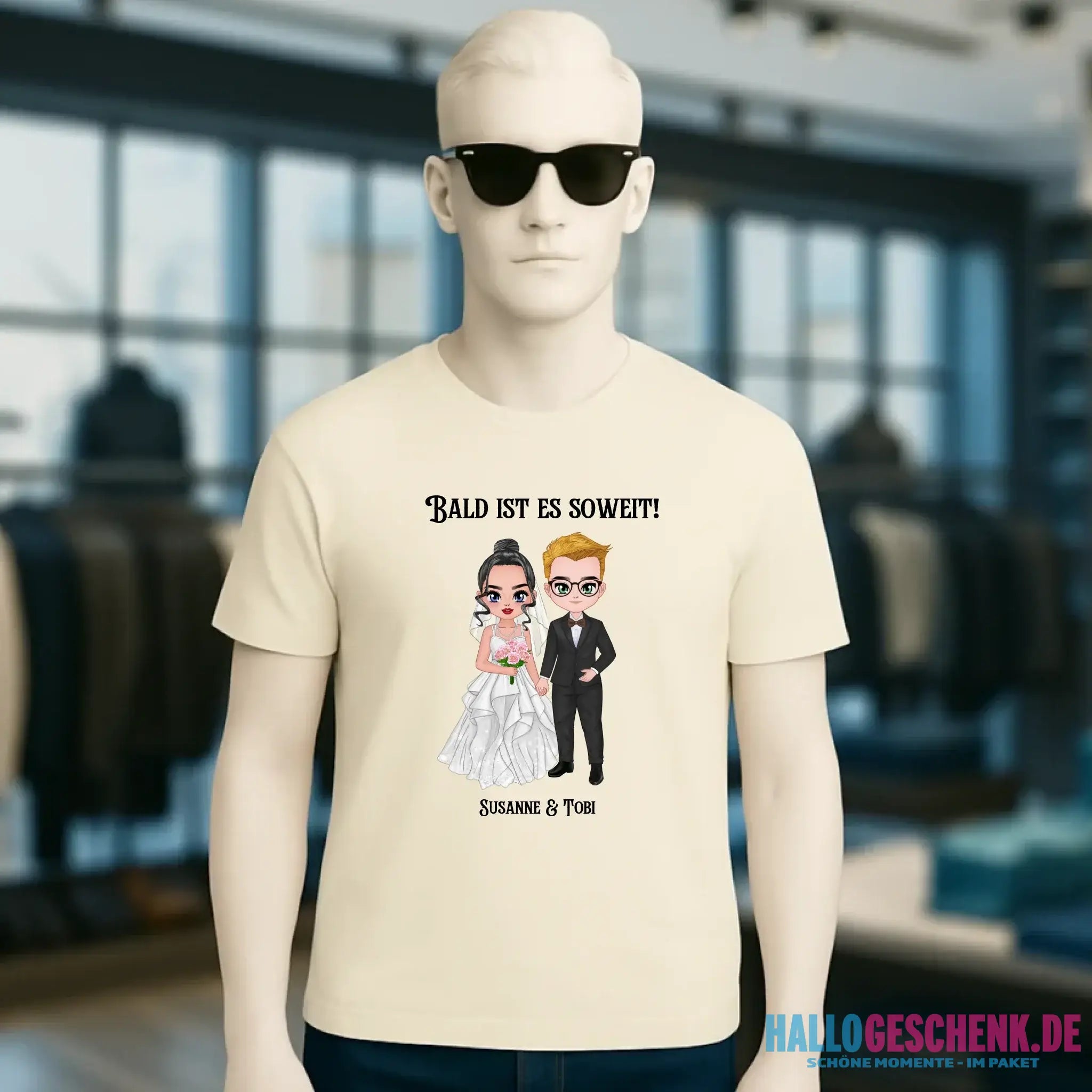 5in1: Hochzeitspaar personalisierbar - Unisex Premium T-Shirt XS-5XL aus Bio-Baumwolle für Damen & Herren