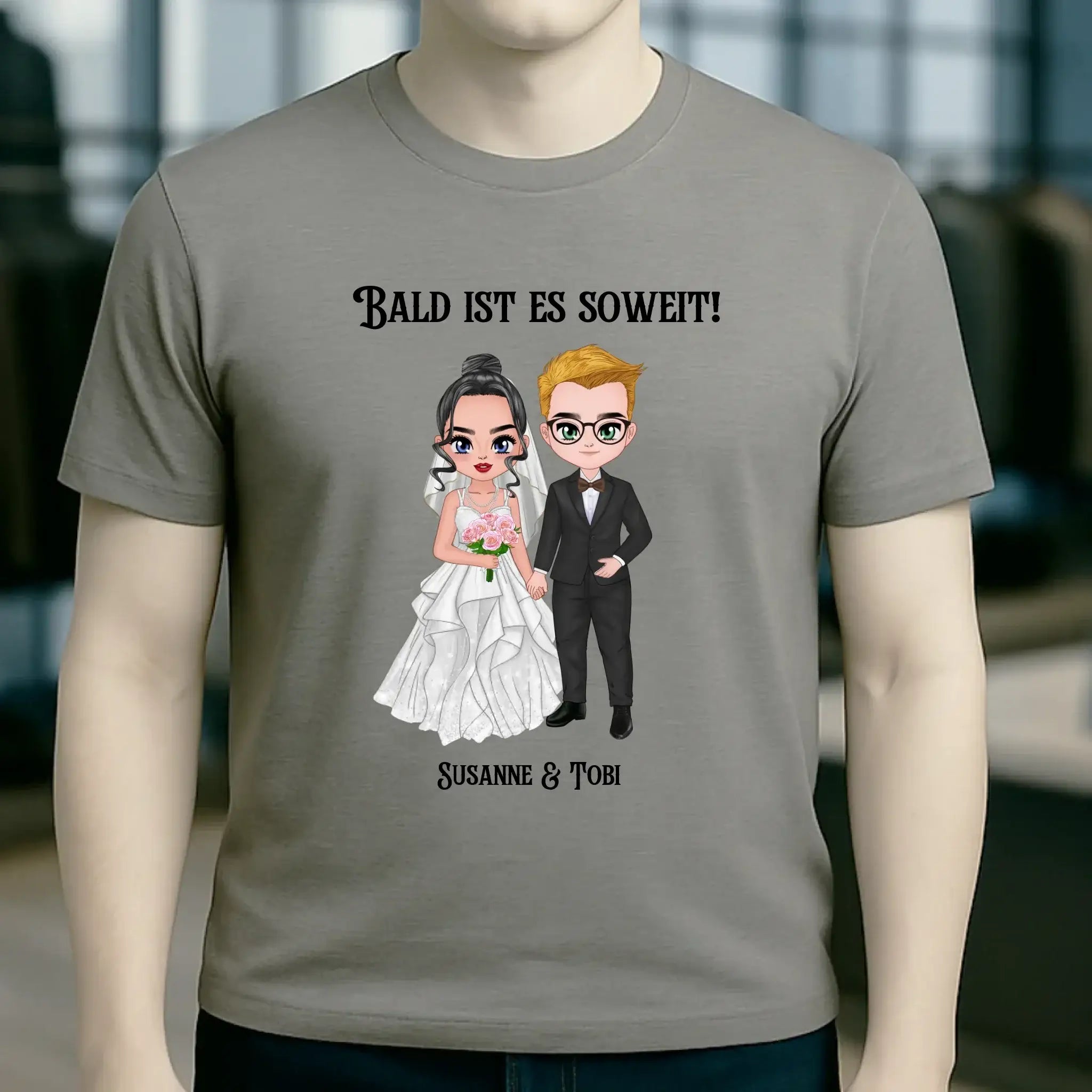 5in1: Hochzeitspaar personalisierbar - Unisex Premium T-Shirt XS-5XL aus Bio-Baumwolle für Damen & Herren