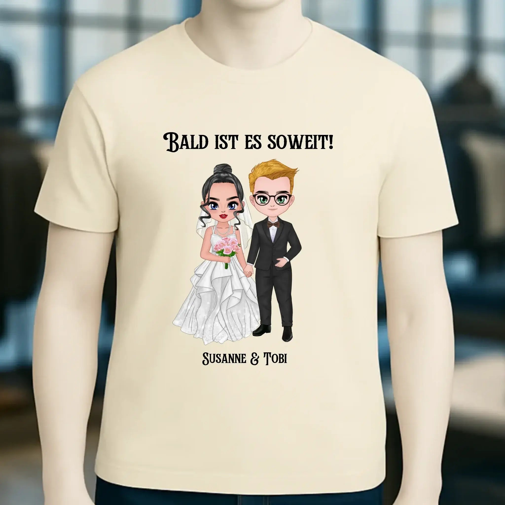 5in1: Hochzeitspaar personalisierbar - Unisex Premium T-Shirt XS-5XL aus Bio-Baumwolle für Damen & Herren