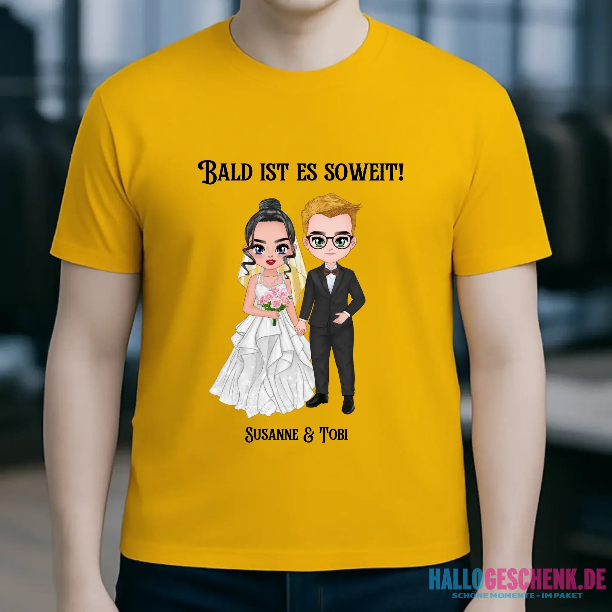 5in1: Hochzeitspaar personalisierbar - Unisex Premium T-Shirt XS-5XL aus Bio-Baumwolle für Damen & Herren
