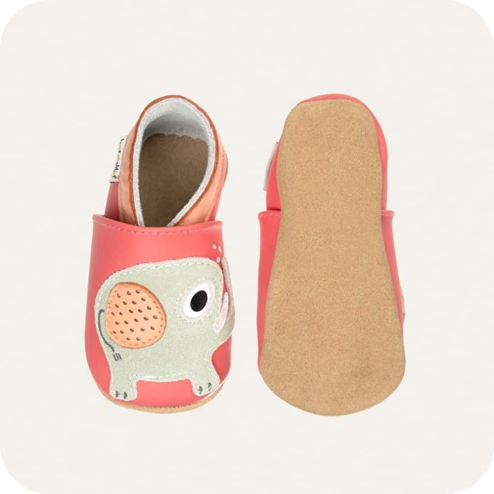 Babyhausschuhe aus weichem Leder Elefantenkuss