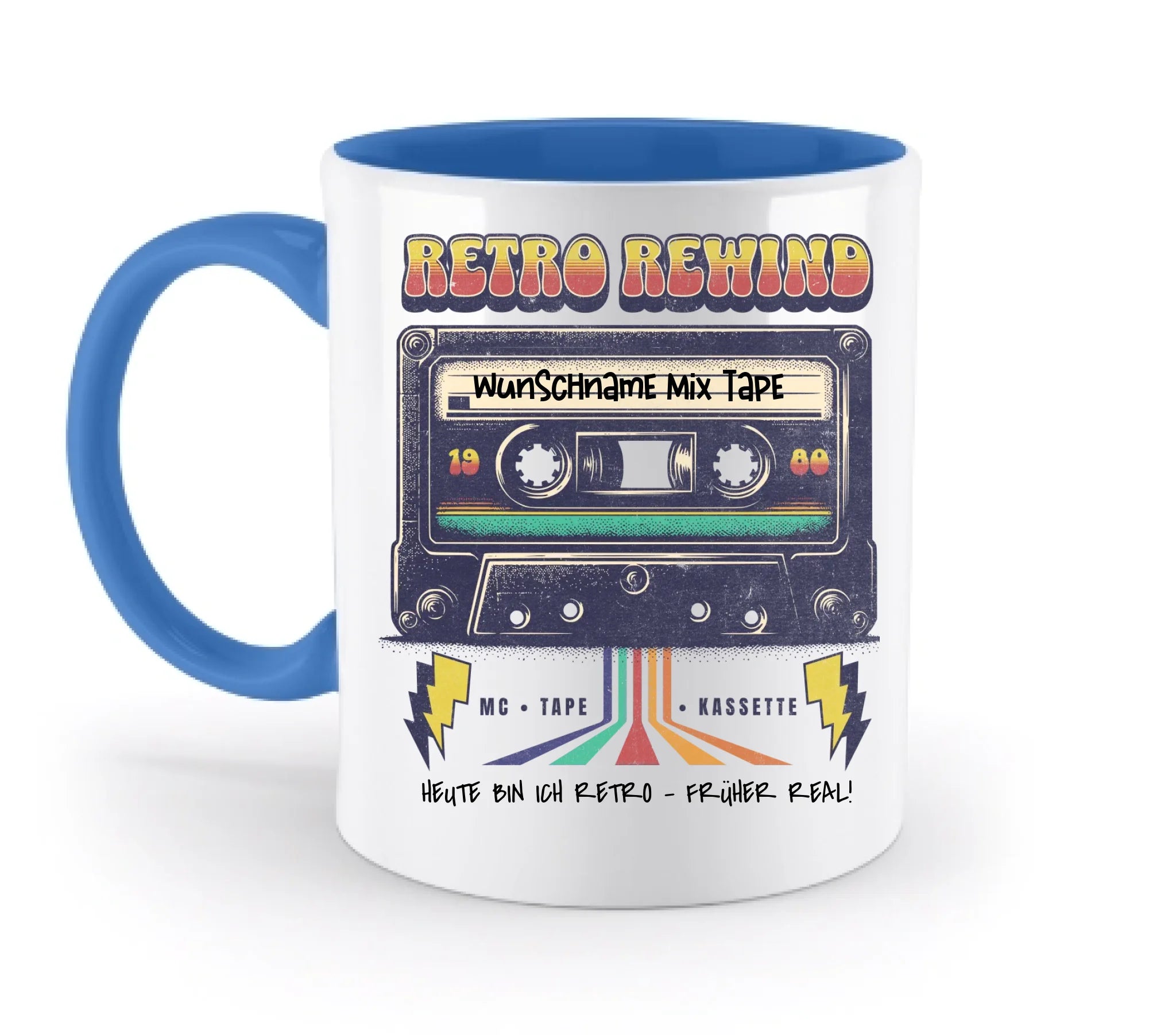 Retro MC 1950 bis 2010 + Wunschtext • zweifarbige Tasse spülmaschinengeeignet • Exklusivdesign • personalisiert