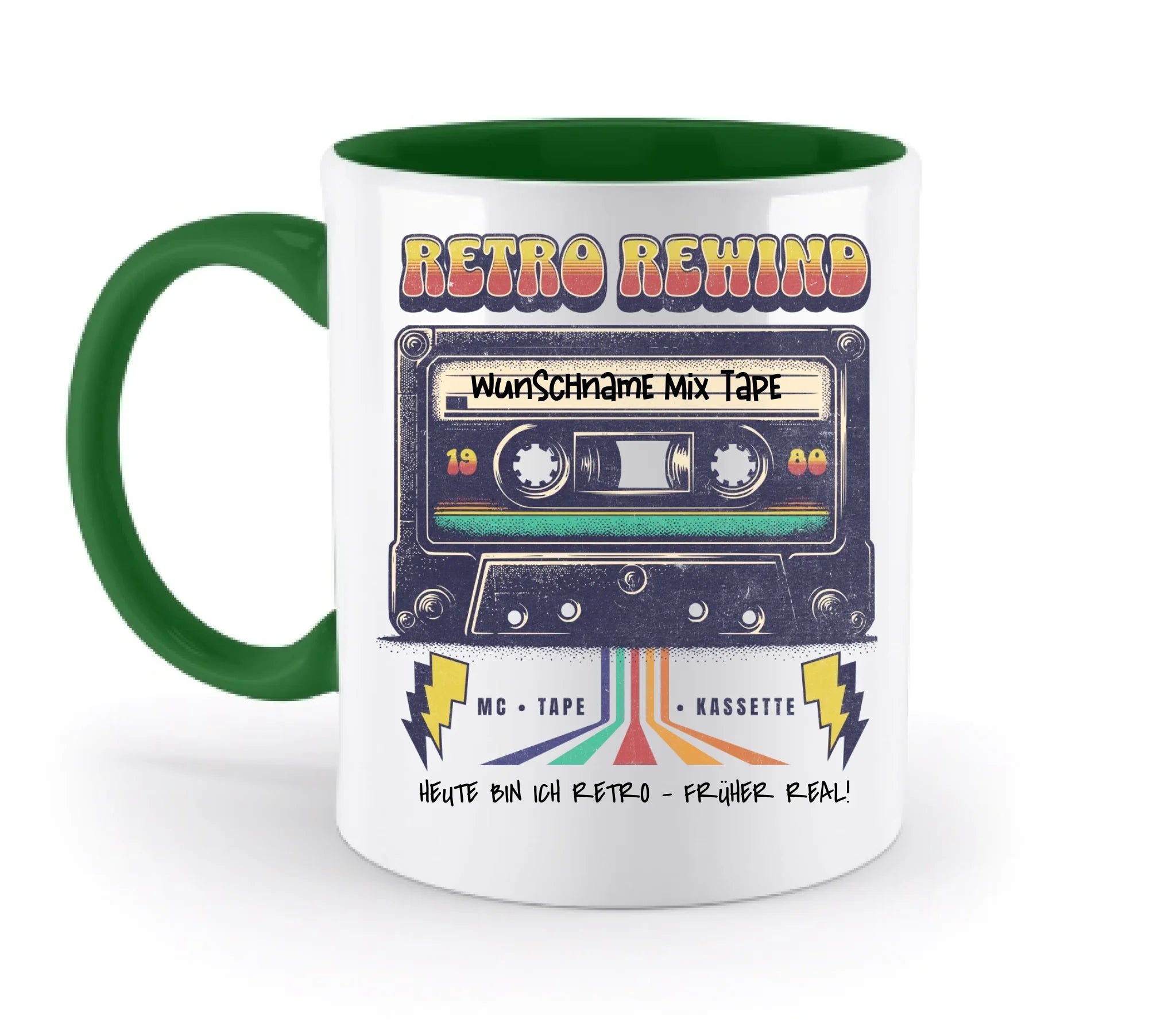 Retro MC 1950 bis 2010 + Wunschtext • zweifarbige Tasse spülmaschinengeeignet • Exklusivdesign • personalisiert