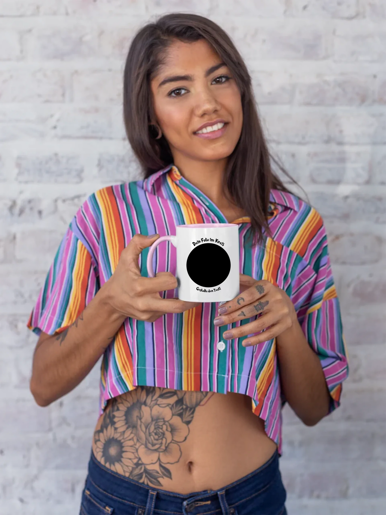 8in1-Fotogeschenk: Dein Foto im Kreis + Wunschtext • personalisiert • diverse Artikel