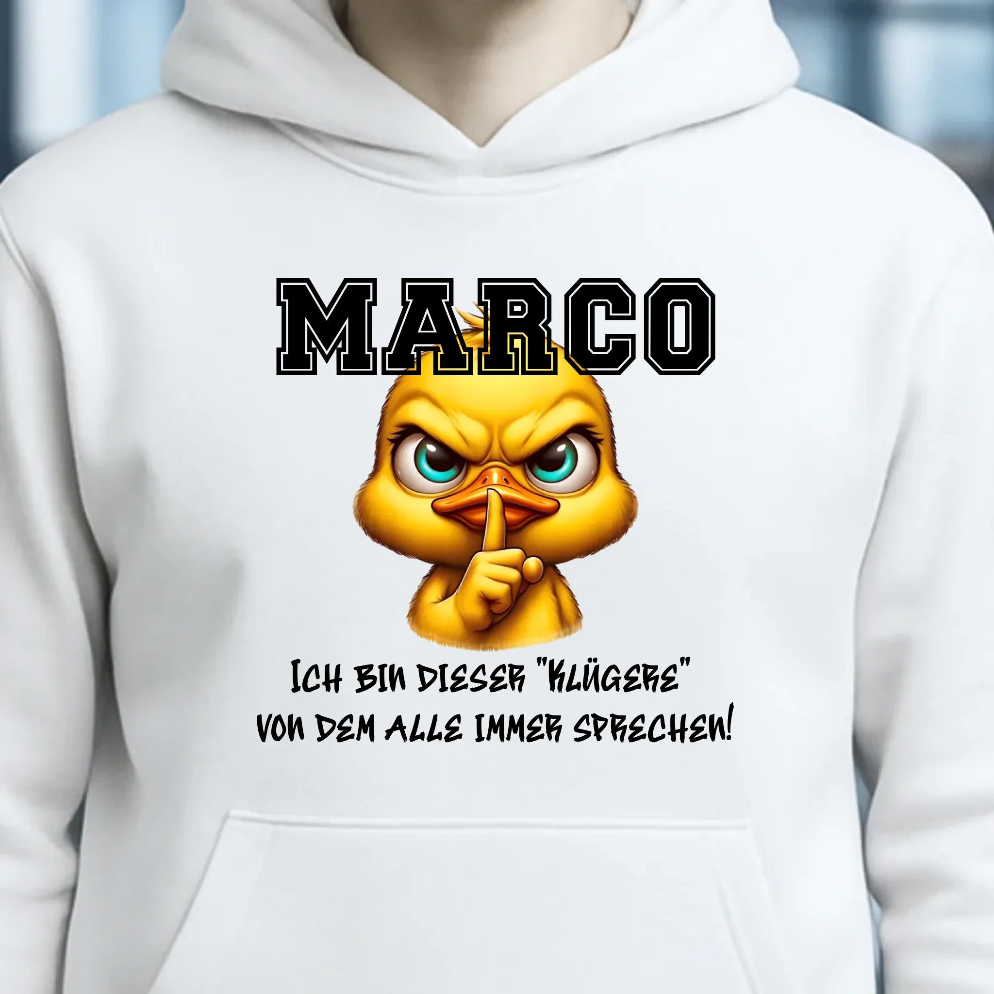 Smart Duck + WUNSCHNAME • Unisex Premium Hoodie XS-5XL aus Bio-Baumwolle für Damen & Herren • Exklusivdesign • personalisiert